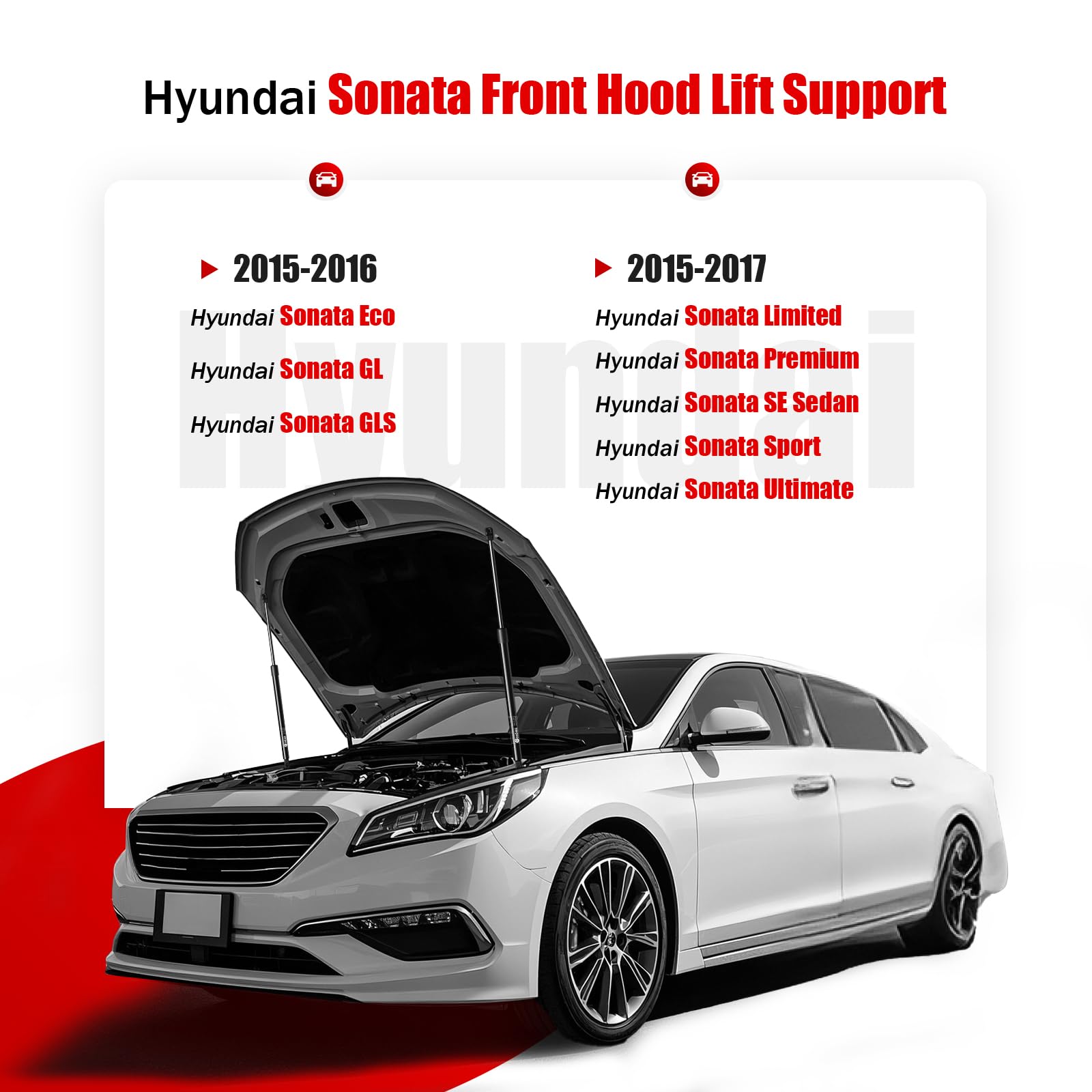 Iaqwe Front Hood Lift Supports Struts Pm3570 Car Hood Holder Gas Spring Replacement For 2015 2016 2017 Hyundai Sonata Eco/Gl/Gls