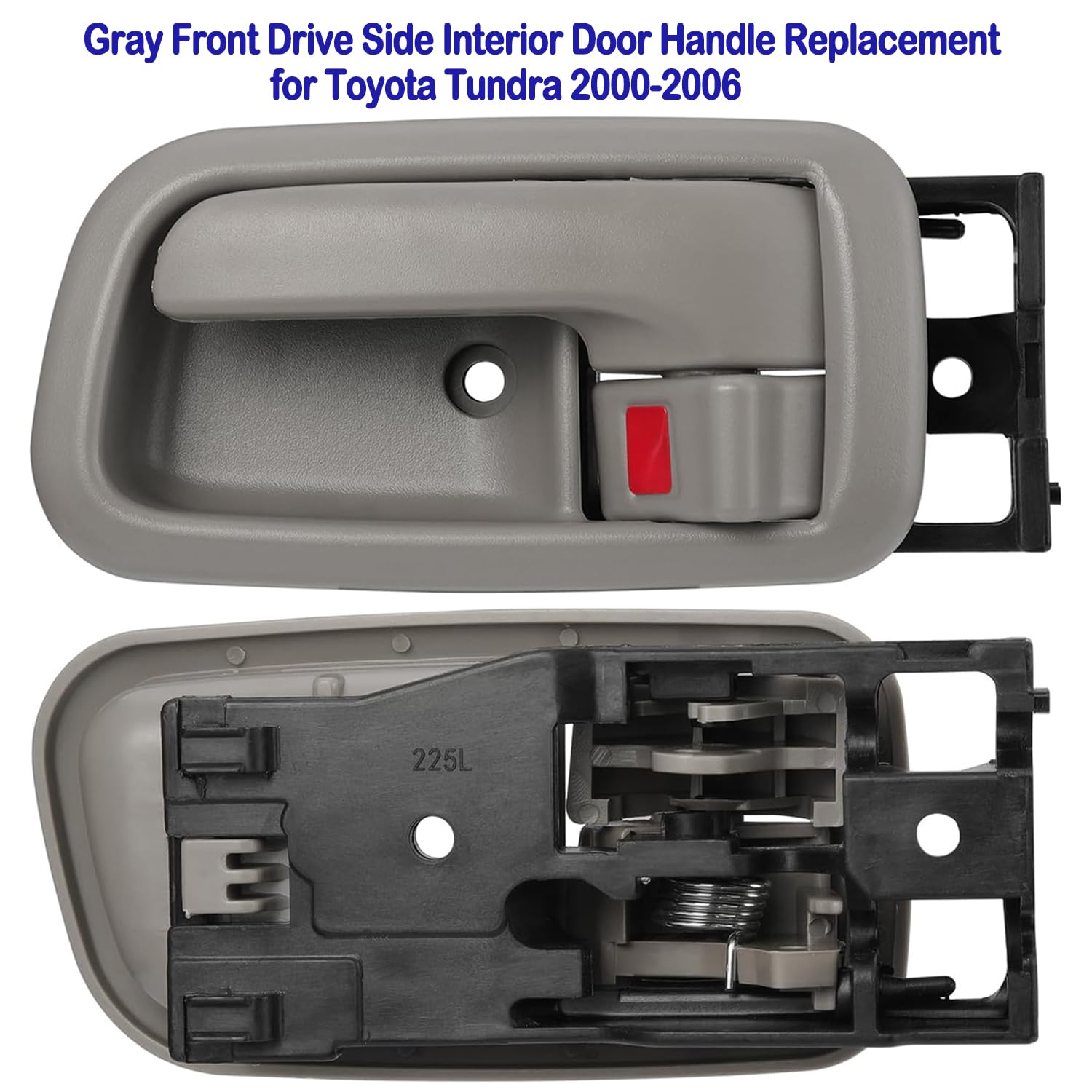 Interior Door Handle With Bezel(Gray),Front Driver Left Side For 2000-2003 Toyota Tundra, 2004-2006 Tundra Extended Cab Pickup/S