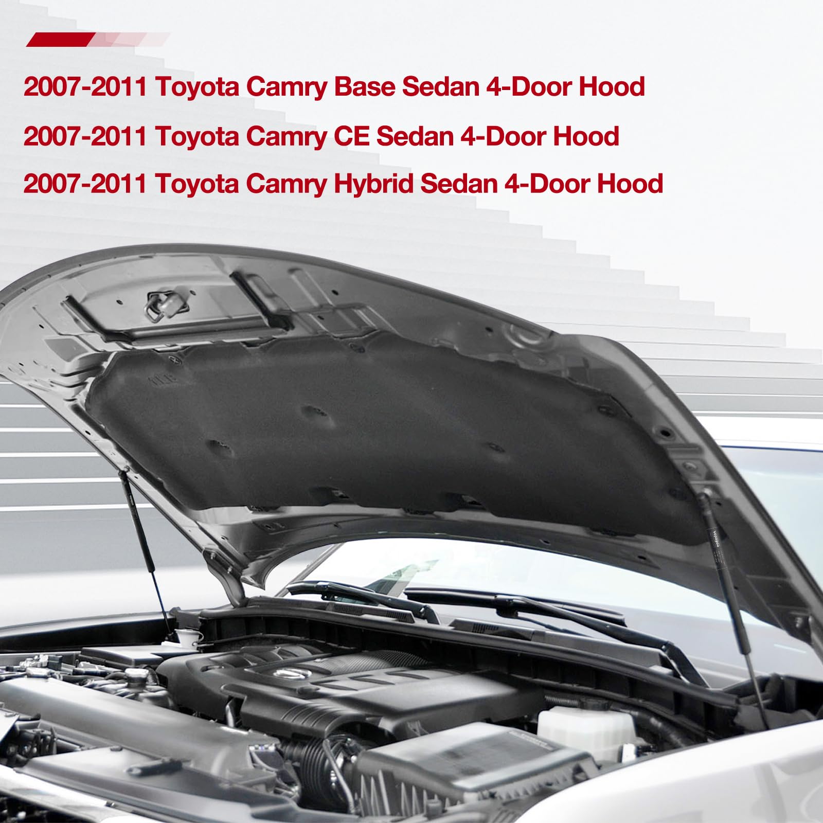 Vepagoo 6333 Front Hood Struts Compatible For 2007-2011 Toyota Camry Base/Ce/Hybrid/Le/Se/Xle Gas Shock Lift Supports,Sedan 4-Do