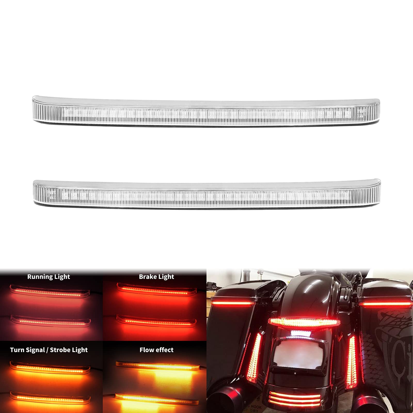 Hdbubalus Motorcycle Saddlebag Tail Brake Lights Led Turn Signal Running Lamp Compatible With Harley Touring Street Road Glide C