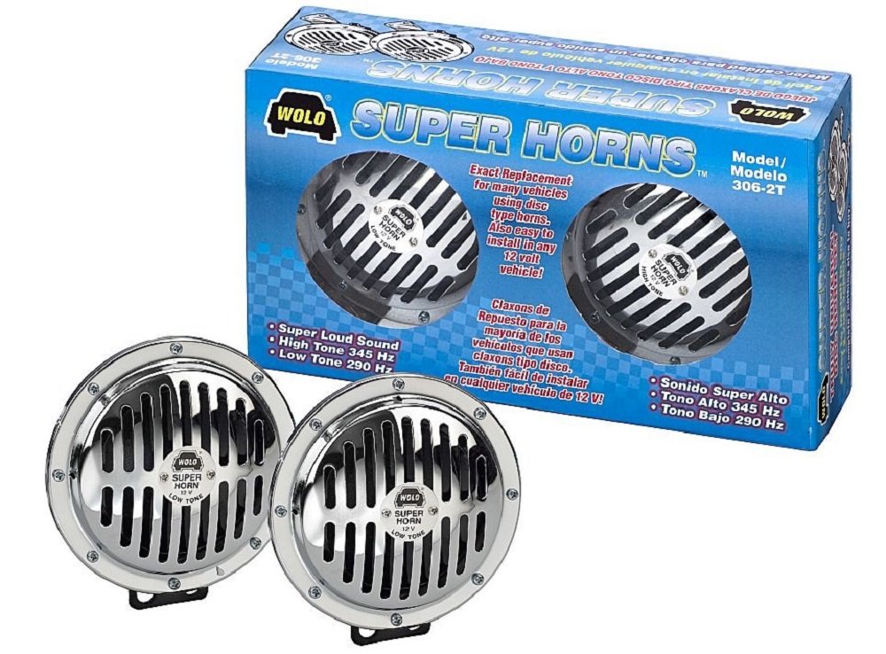 Wolo (306-2T) Super Horns Chrome Plated Horns - 12 Volt, Low and High Tone