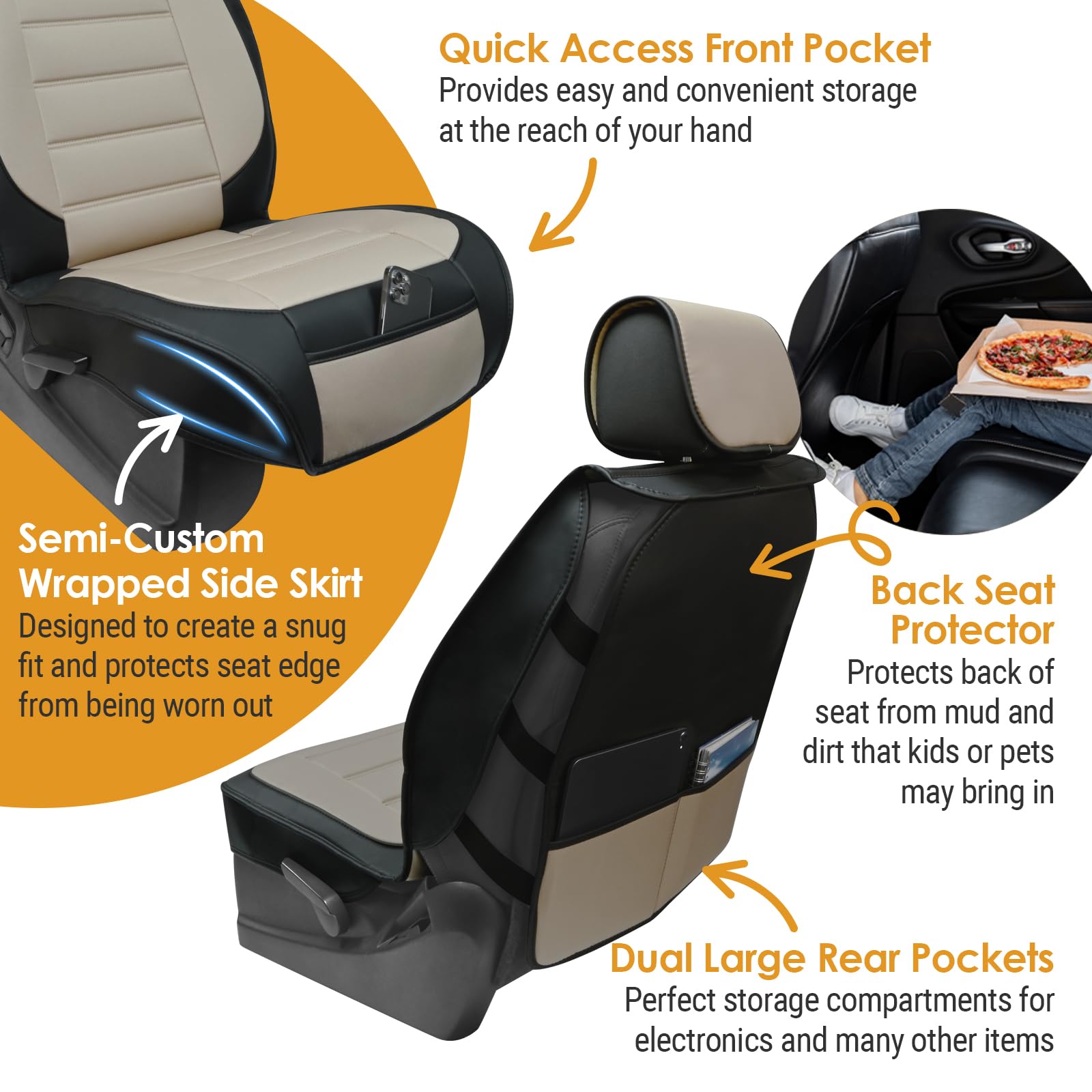 Lpi Truck Heavy Duty Premium Truck Seat Covers For Full-Size Truck Suv, Padded Seat Cover With Bottom Wrap-Around, Front Seat Pr