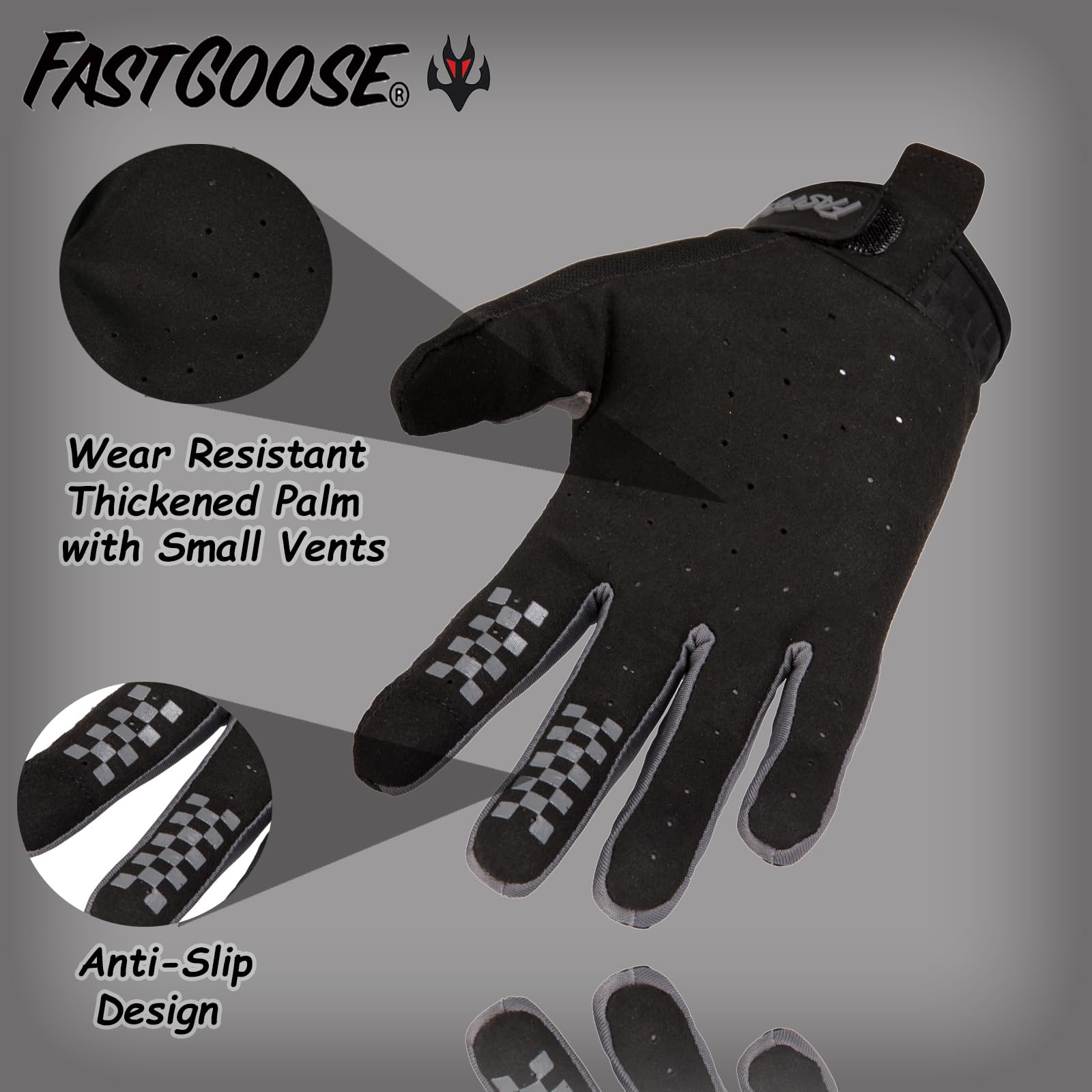 Fastgoose Dirt Bike Motocross Gloves - Motorbike Riding Bike Gloves For Off Road Racing Sports Cycling (Black, Medium)