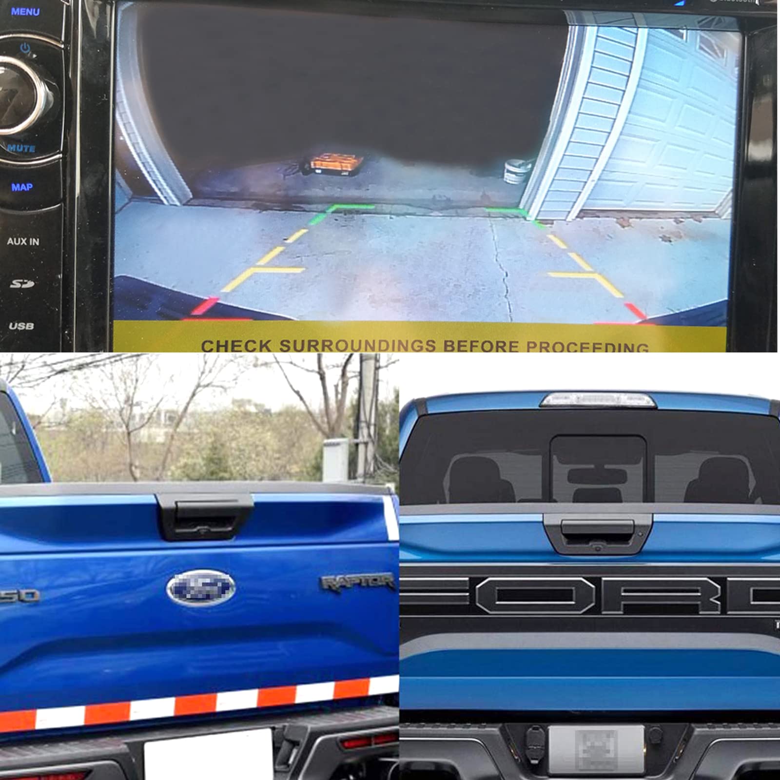 EWAY Tailgate Handle Backup Camera for Ford F150 2015-2017, Manual Type, Night Vision, Aftermarket, Black