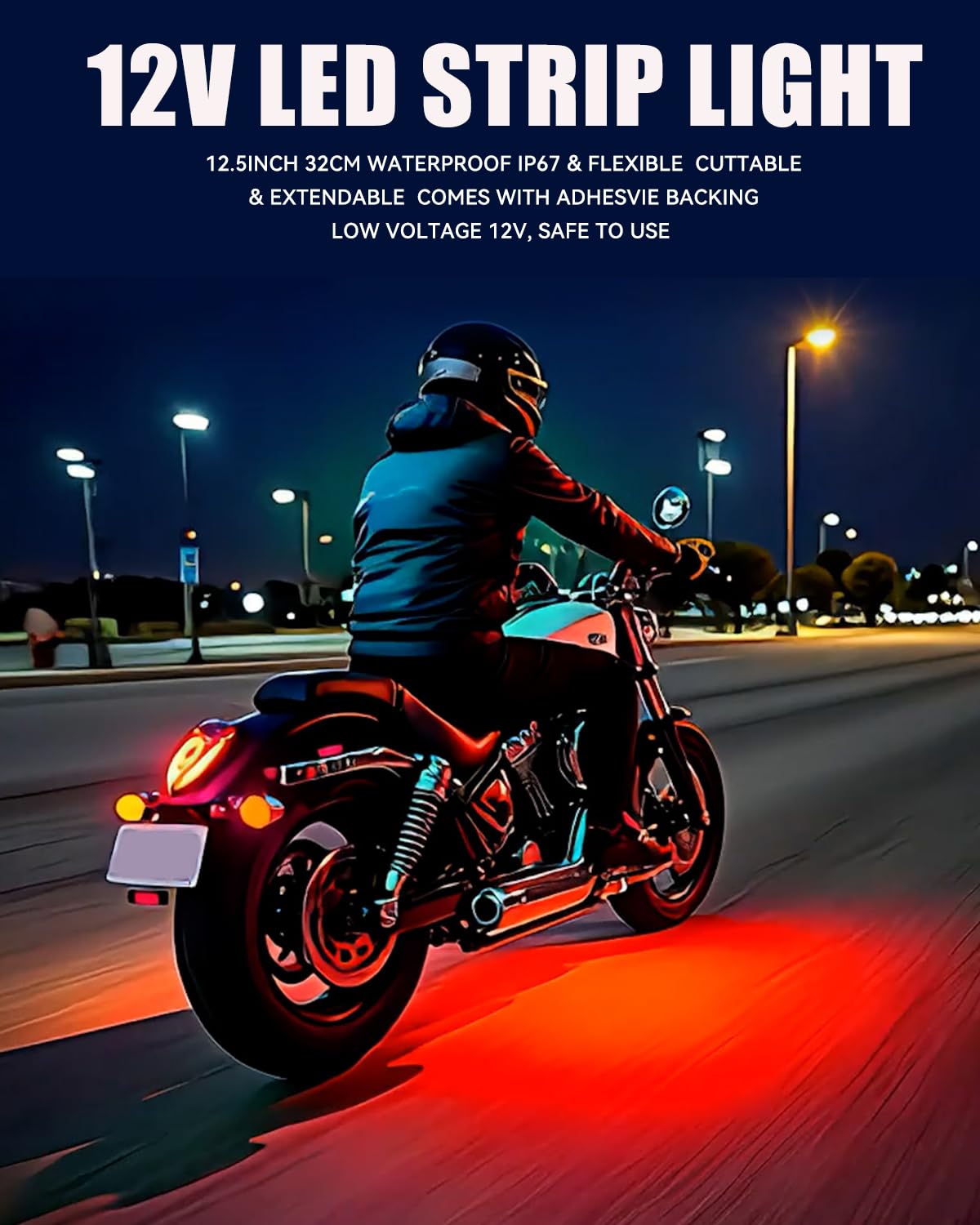 Keiurot 12V Led Light Strip 32Cm Waterproof Leds Light Strips For Cars Motorcycles Golf Cart Interior & Exterior Marine Boat Red