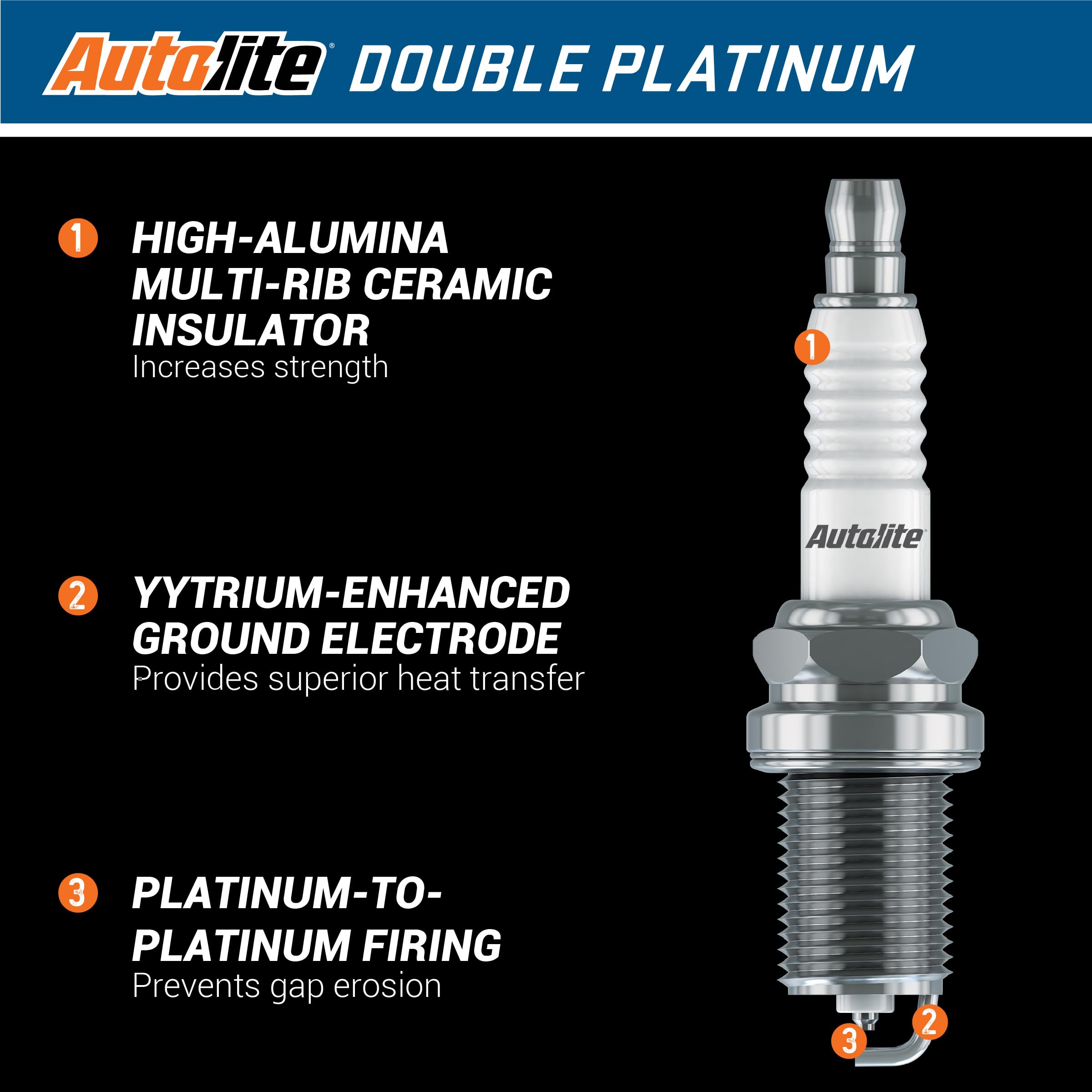Autolite App5364 Double Platinum Automotive Replacement Spark Plugs (4 Pack)