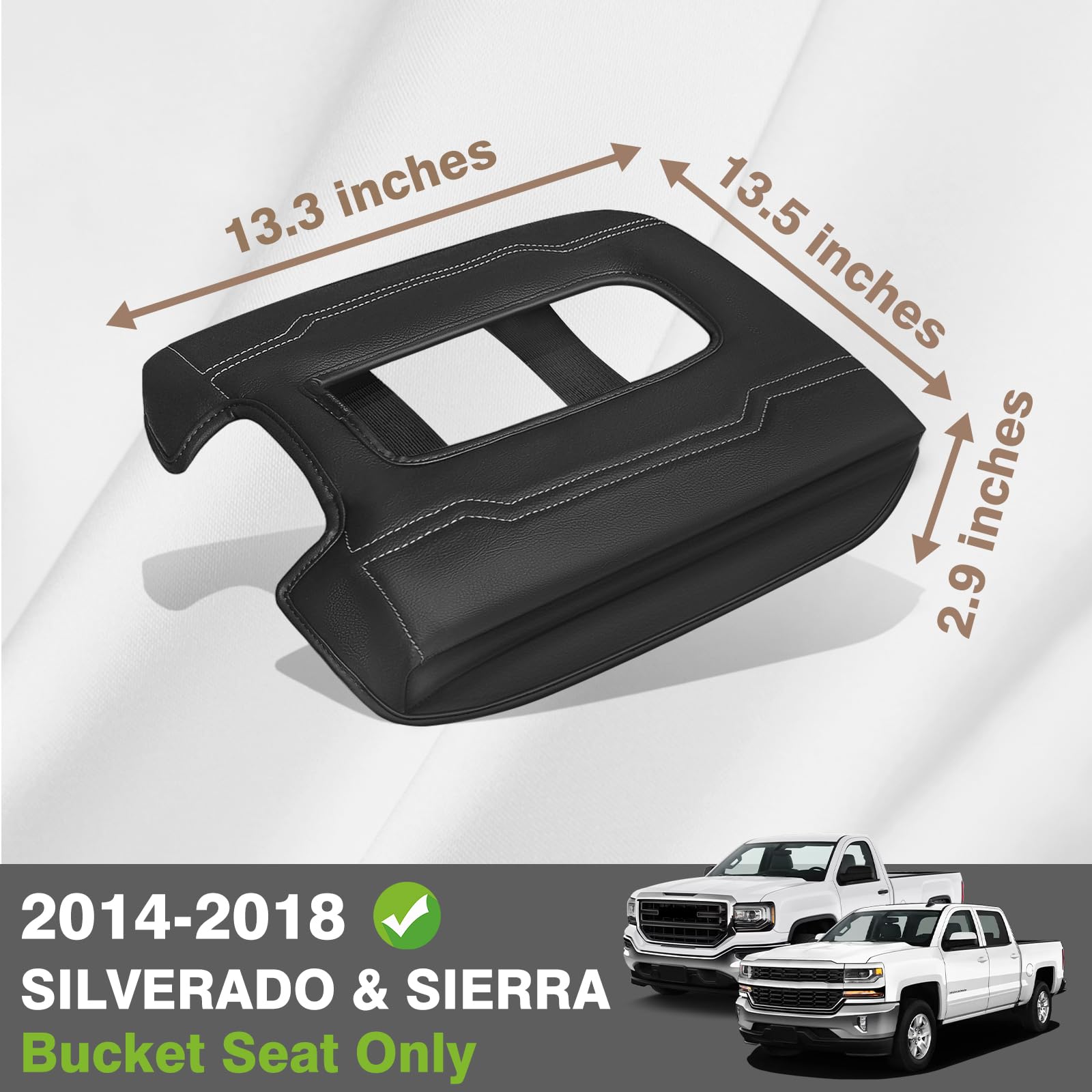 Muslogy Center Console Armrest Cover Compatible With Chevy Silverado & Gmc Sierra 1500 2500 3500 2014-2018 Armrest Pad Arm Rest