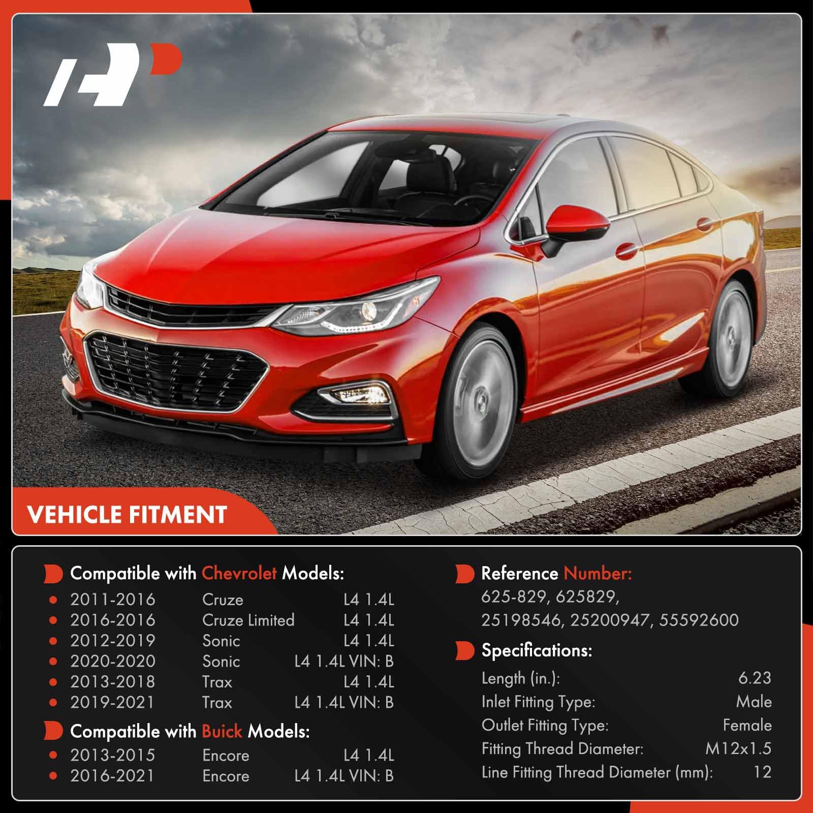 A-Premium Turbocharger Turbo Oil Feed Line Pipe Tube Compatible With Buick, Chevrolet Vehicles - 1.4L - Encore 2013-2021, Cruze