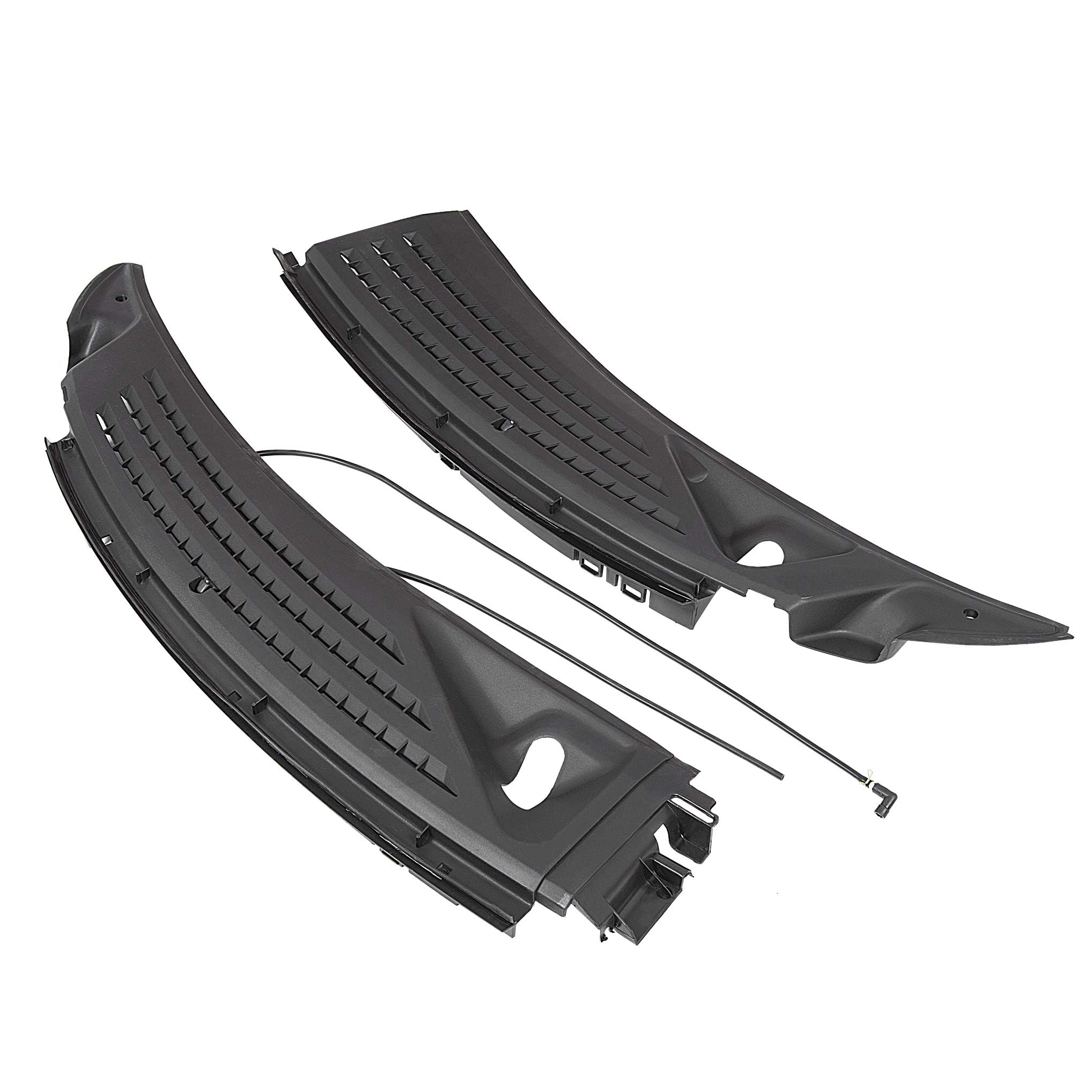 ECOTRIC Pair Front Cowl Panel Grille Vents Windshield Wiper Set w/Seals Compatible with 2009-2014 Ford F150 Replace # BL3Z15022A