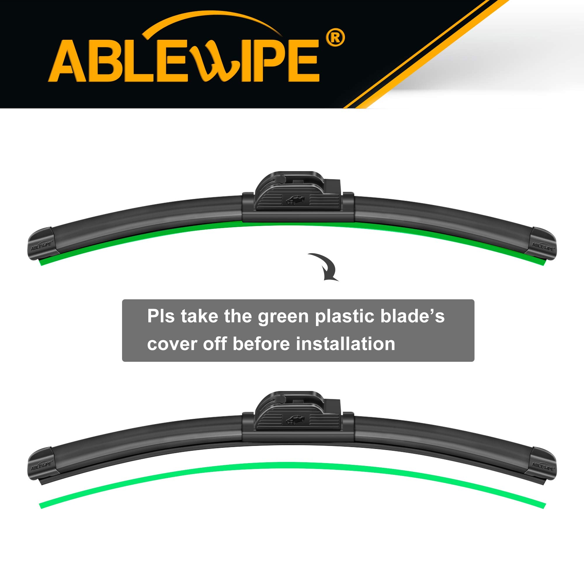 Ablewipe Windshield Wiper Blades Car Windshield Wiper Blades (Set Of 2) (26'' + 16'' 2Pcs For Car)