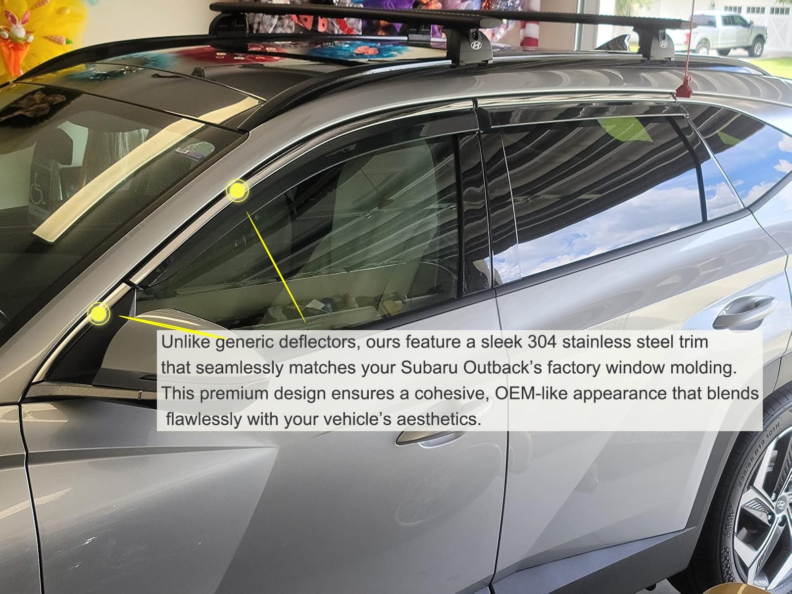 Vesul Compatible With Subaru Outback 2020-2025 Rain Guards Wind Deflectors Anti-Rain Window Visors With Tape 304 Stainless Steel