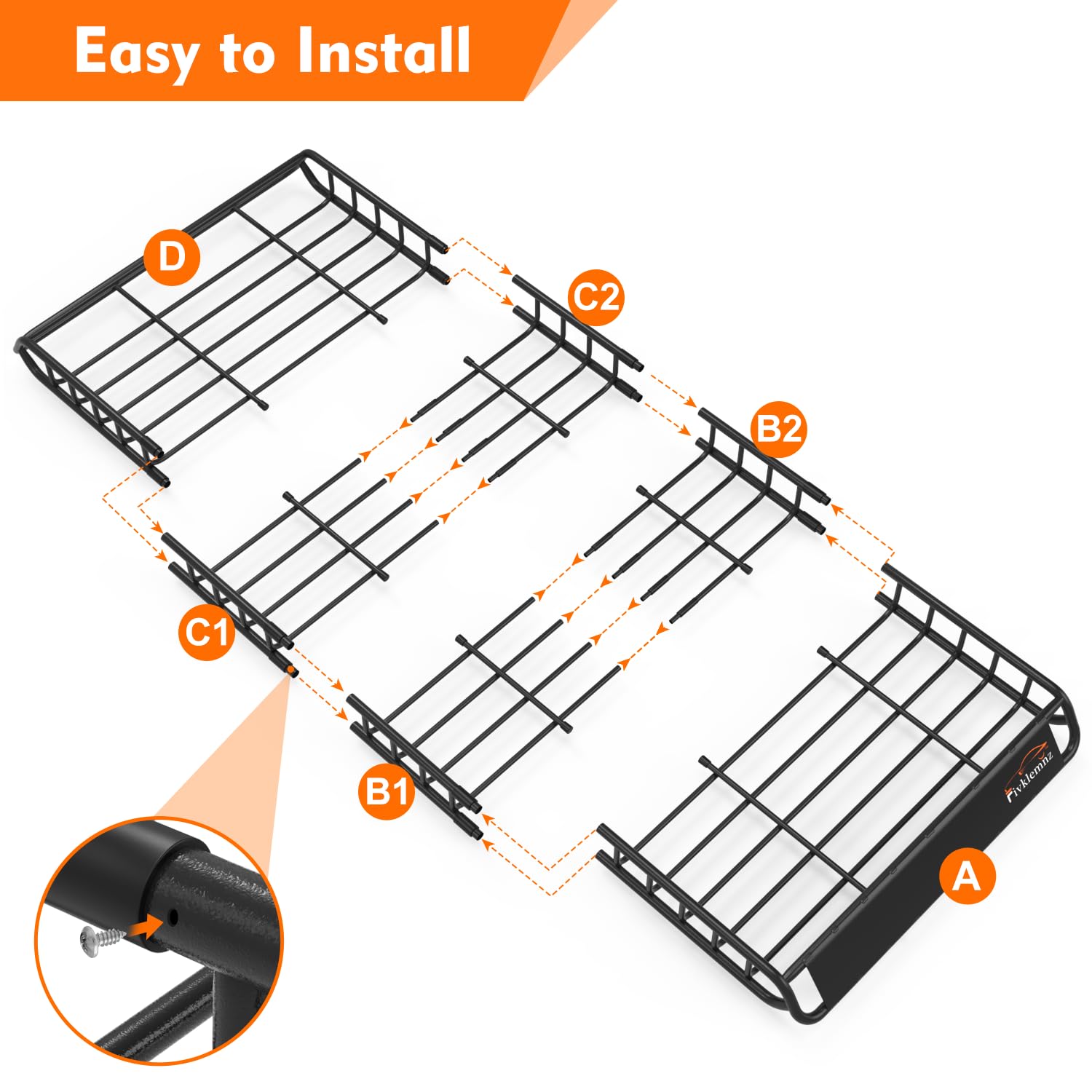 Roof Rack Cargo Carrier, Universal Roof Basket (77''X 36''X 5'') + 15 Cubic Feet Waterproof Rooftop Cargo Carrier Bag (46''X 34'