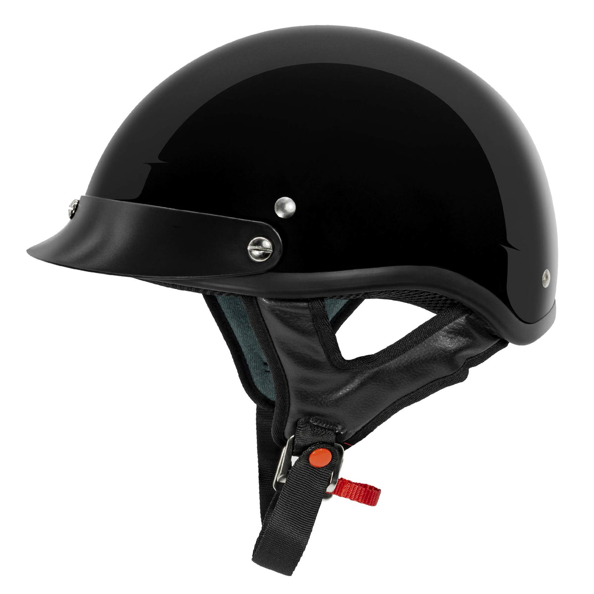 Vcan Cruiser Solid Gloss Black Half Face Motorcycle Helmet (Small)