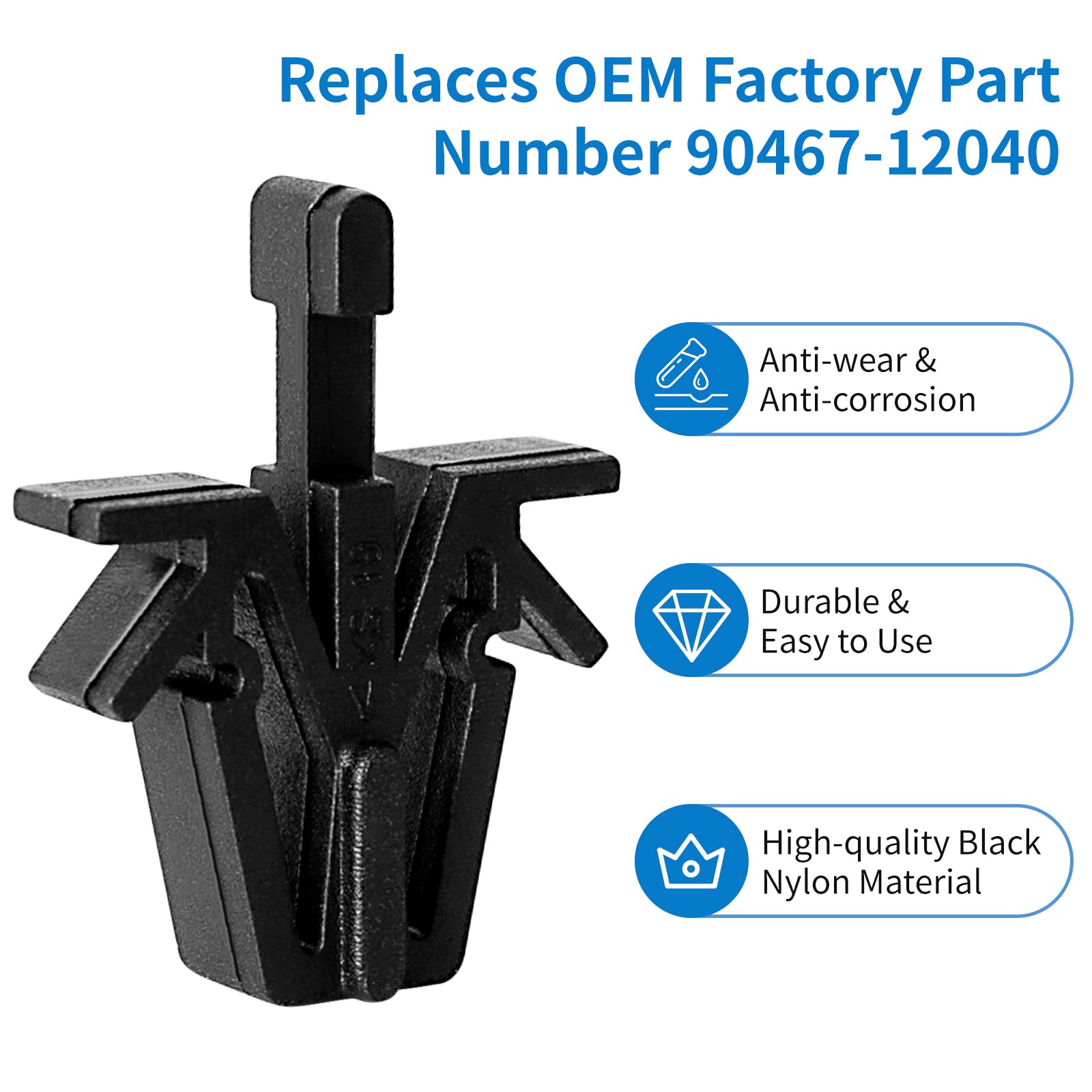 Aoit Grille Clips Retainers - Set Of 10 - Grille Retainer Clips, Replacement For Toyota 1989-1995 Pickup, 1995-2004 Tacoma, 1989