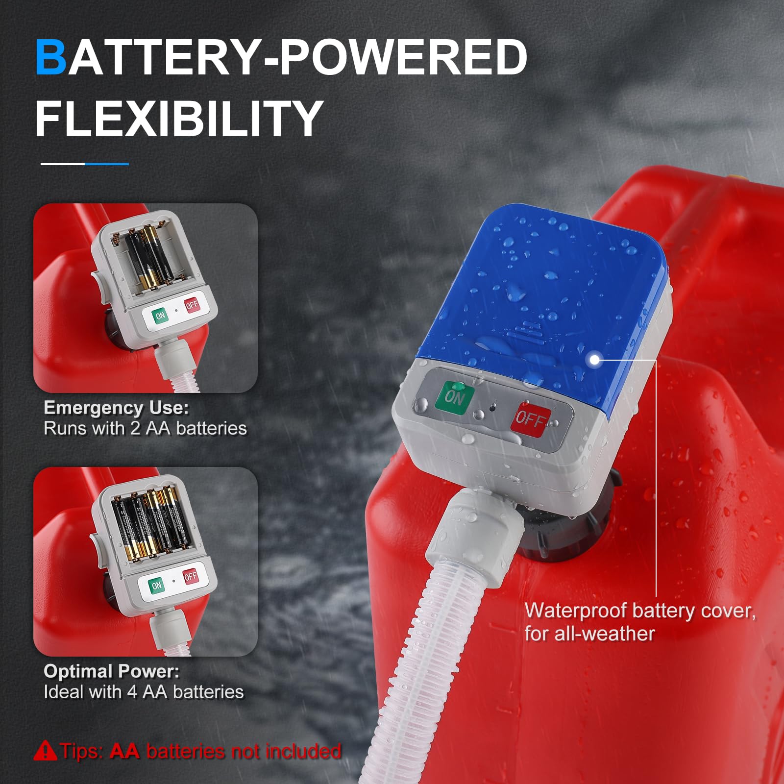 Skyjdm Fuel Transfer Pump With Auto-Stop Sensor And 4 Tank Adapter, 2.4Gpm 51'' Hose Battery-Powered Portable Liquid Pump For Ga