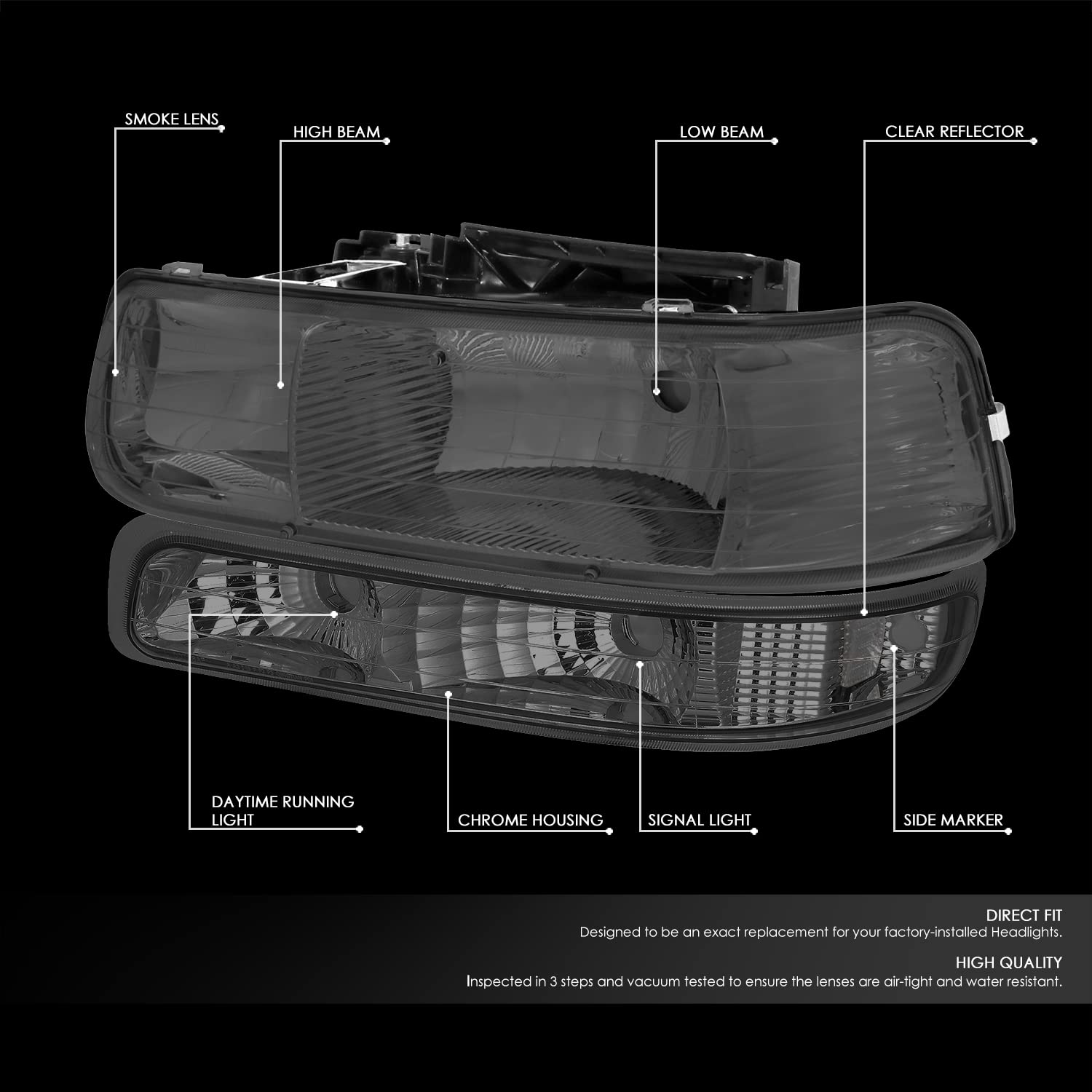 Dna Motoring Hl-Oh-Cs99-4P-Sm-Cl1 Headlight Assembly Passenger Side