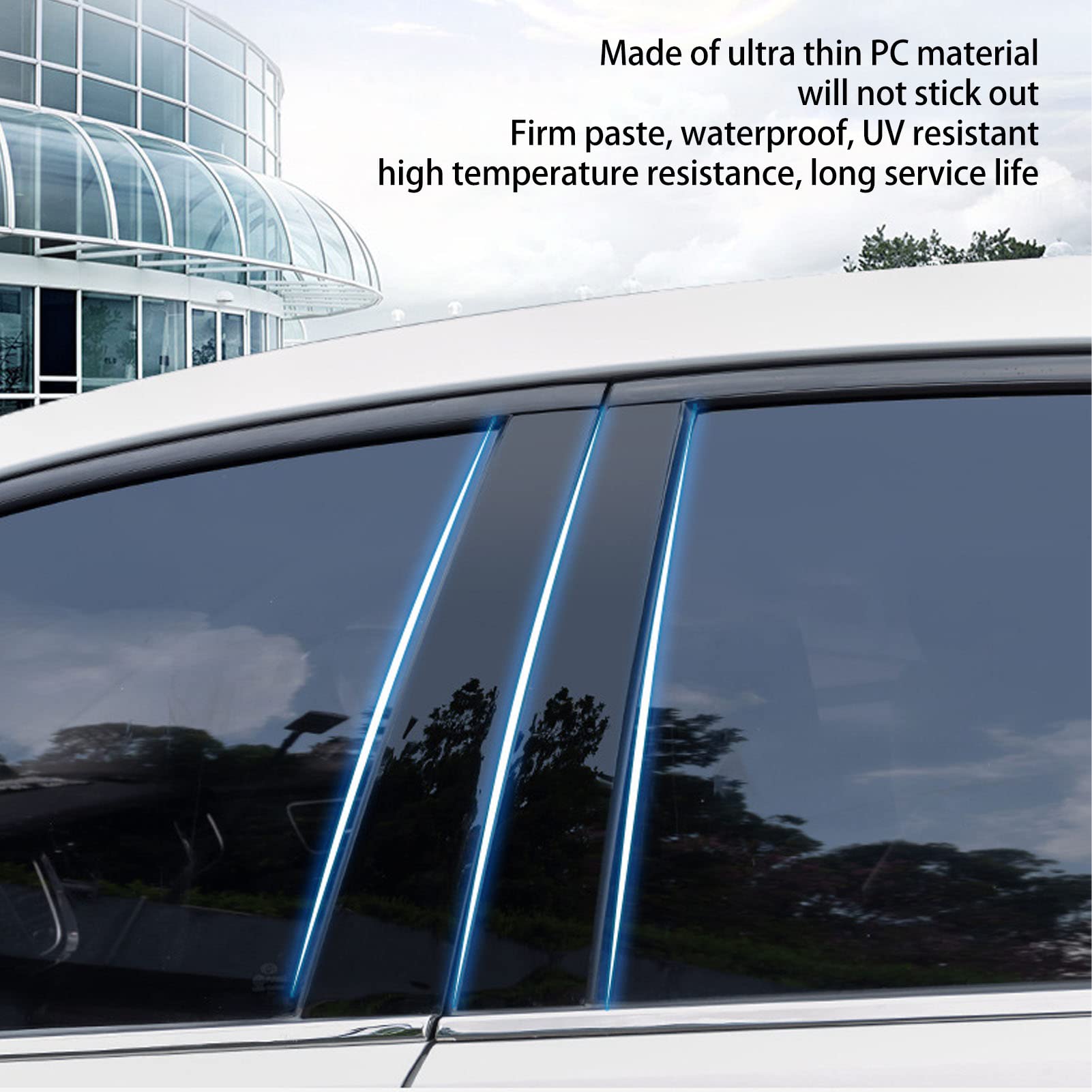 Side Door Window Cover Trim,Glossy Black Pillar Posts Decal Sticker (Taurus 2010-2019)