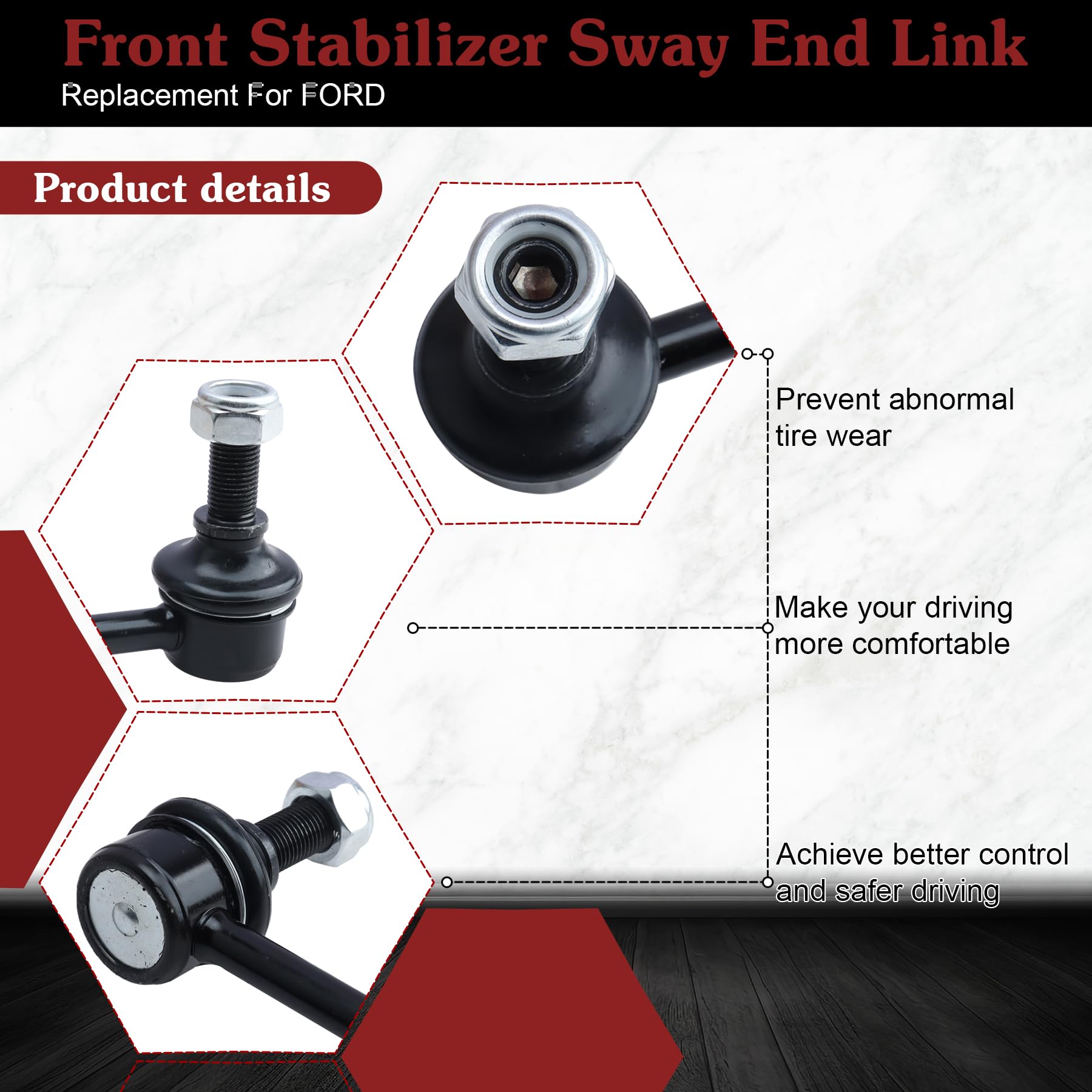 Stiueoav K80899 Sway Bar Link - Front Stabilizer End Link Compatible With 2005 2006 2007 2008 2009 2010 2011 2012 2013 2014 Ford