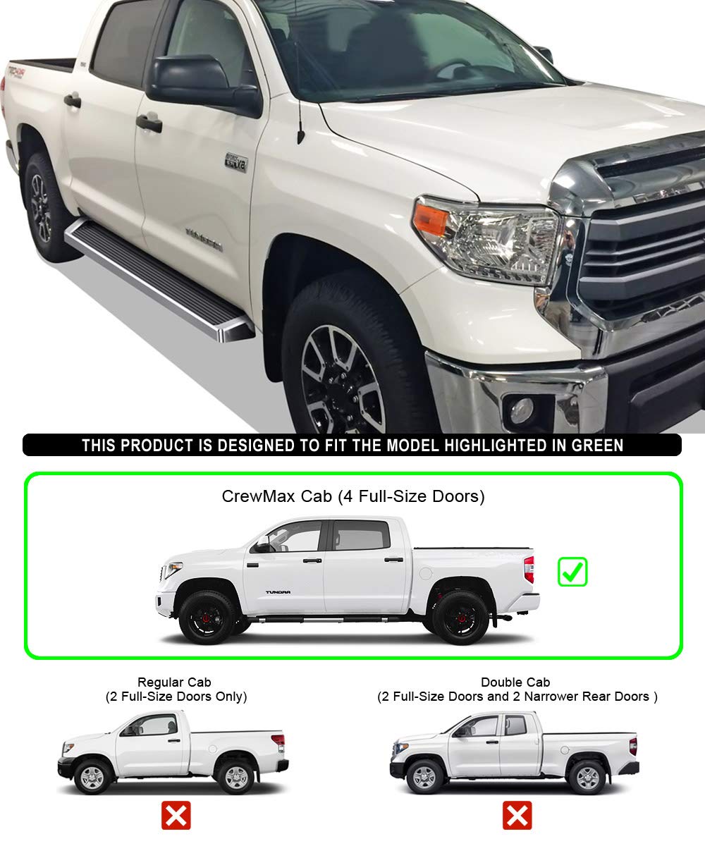 Aps Black Running Boards Style Compatible With Toyota Tundra 2007-2021 Crewmax (Nerf Bars Side Steps Side Bars)