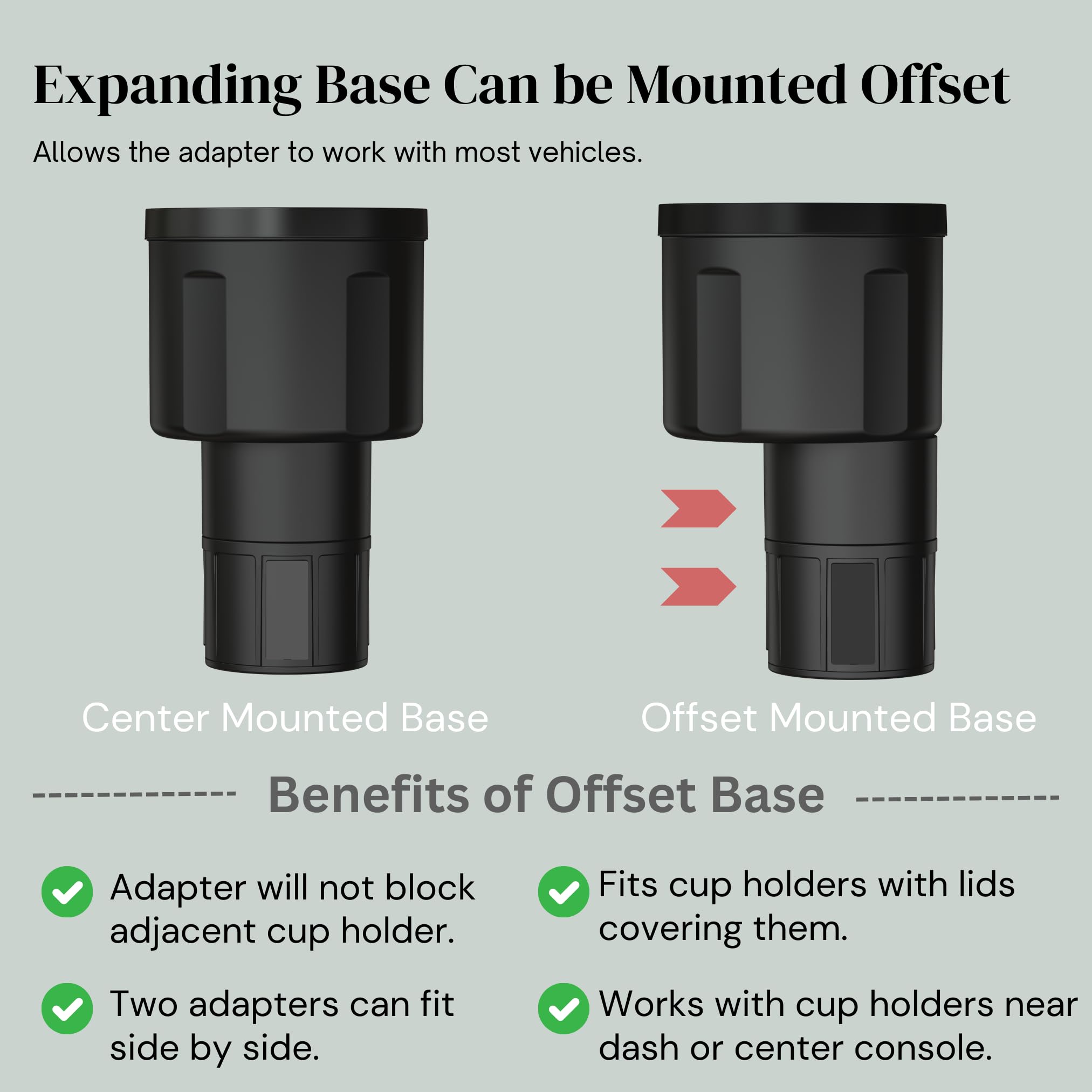 Swigzy Extra Wide Car Cup Holder Expander - Made For Yeti 14Oz & 46Oz Rambler, Hydro Flask 24Oz Mug, Rtic 36Oz Bottles - Adapter