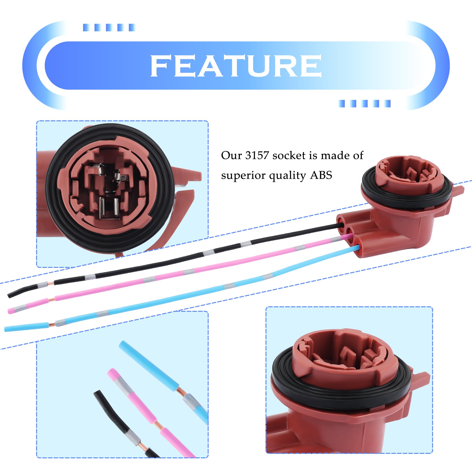 2PCS 3157 Bulb Socket,Turn Signal Socket/Tail Light Socket/Brake Light Socket for 3157,3057,3155,3357 Light Bulbs Replacement,Es