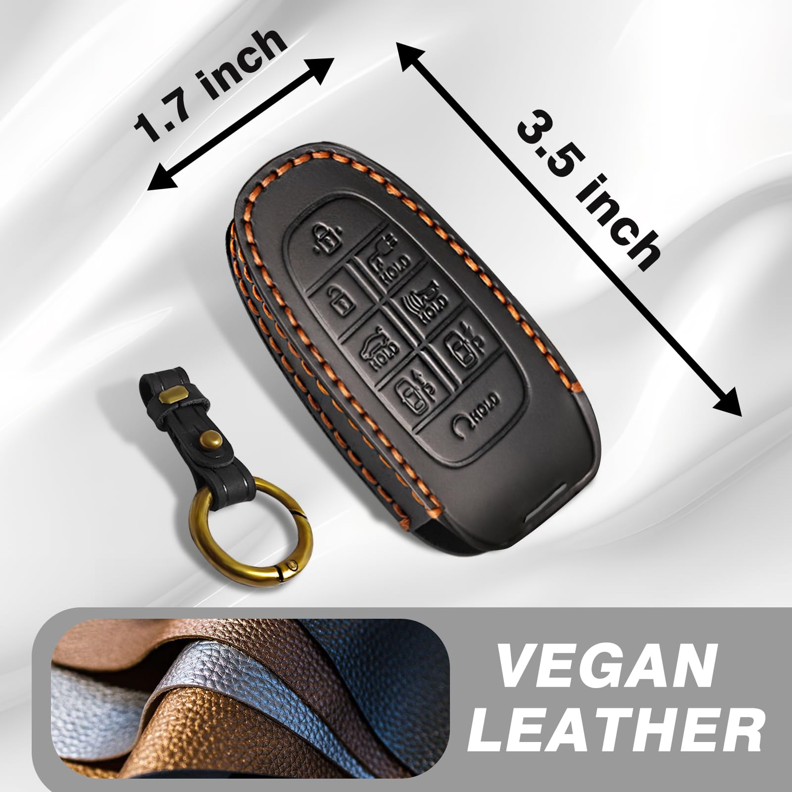 Bestevmod Vegan Leather Key Fob Cover Compatible With Hyundai Ioniq 5 2022-2024 Accessories Key Shells With Keychain Vegan Leath