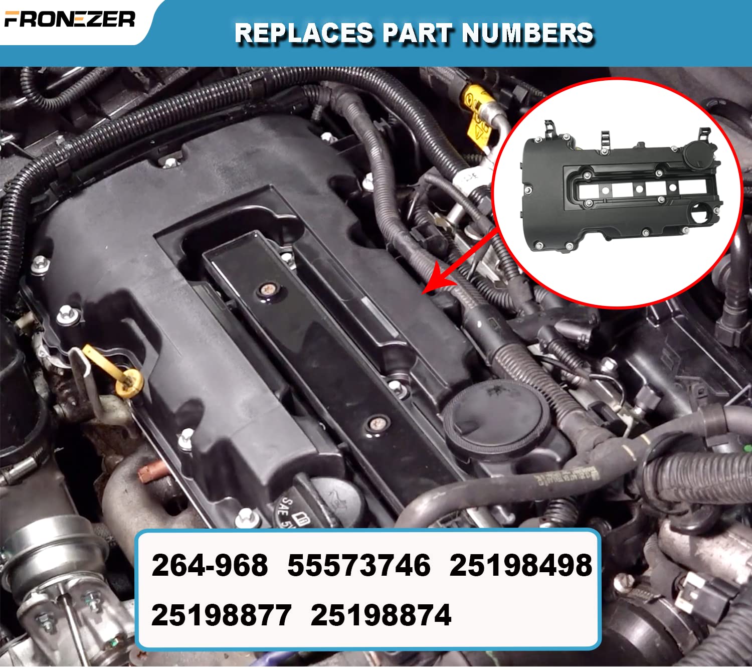 Engine Valve Cover With Gaskets, Bolts & Oil Filler Cap Compatible With 2011-2020 Chevy Cruze Sonic Trax Volt | Cadillac Elr | B
