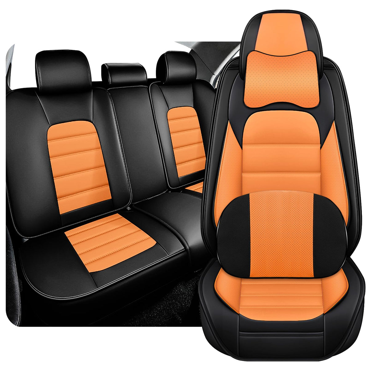 KNCY Truck Seat Covers Fit for 2007-2024 Chevy Silverado GMC Sierra 1500 2500/HD 3500/HD,Comfort Leather Truck Seat Protectors, 