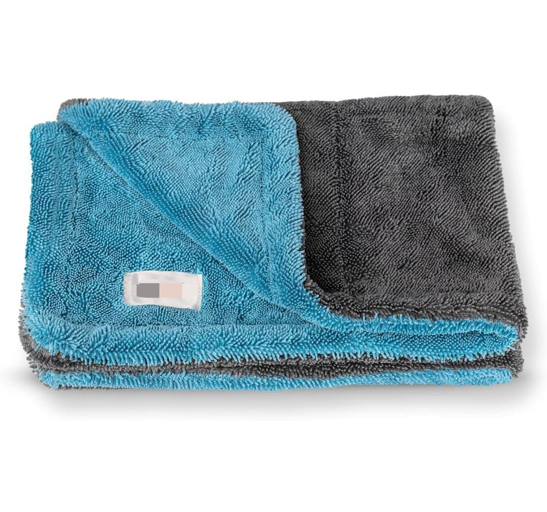 QNJL Microfiber Cloth for Car  Puremagic 1100 GSM 60x40 Twisted Loop Super Absorbent Towel  Edgeless Design with Plush Pile, L