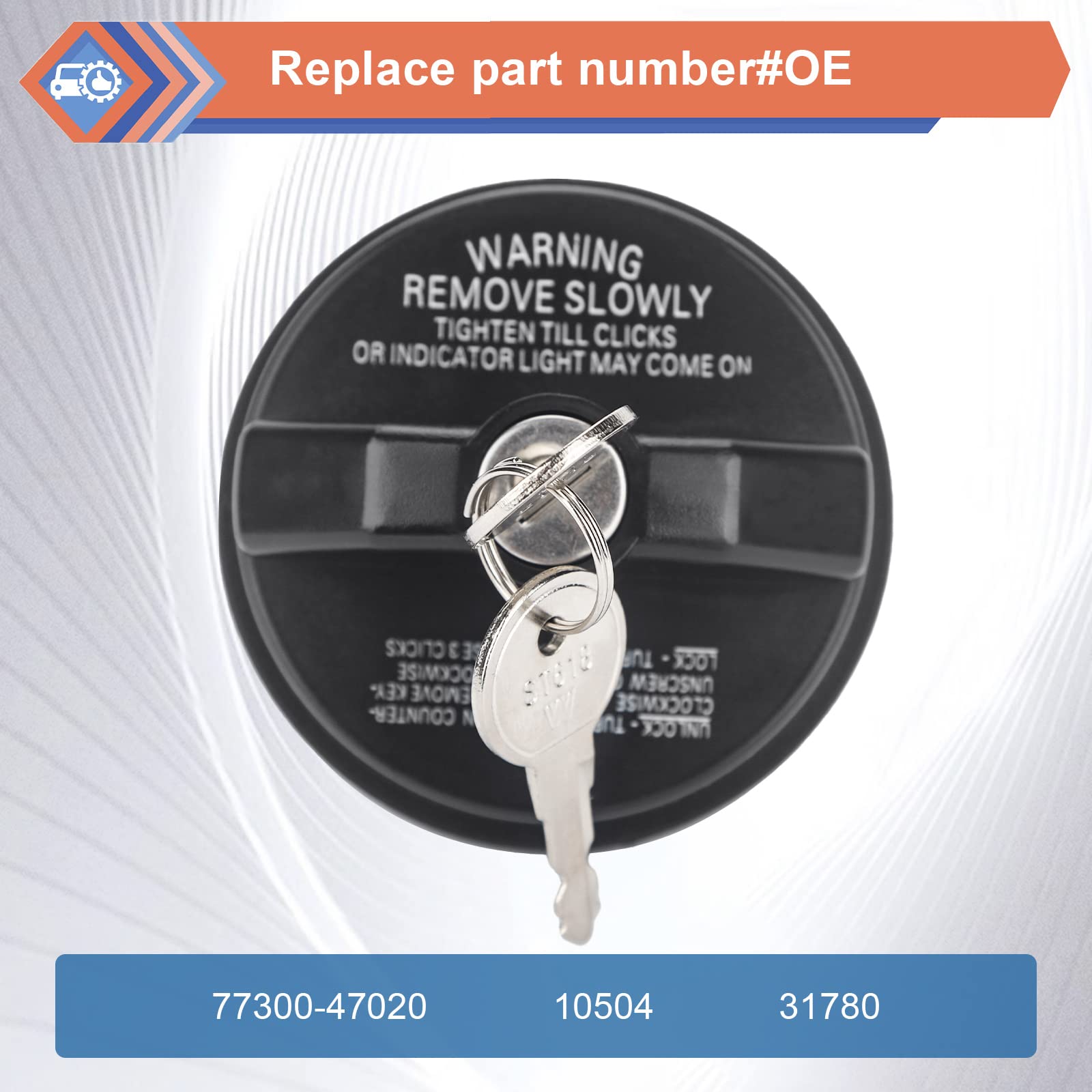 Zonfant Locking Gas Cap W/2 Keys, Lock Fuel Cap Compatible With Chevy Honda Nissan Acura Mazda Cadillac Gmc Vehicle 4Runner Fj Cruiser Silverado Camaro And More, Replace#10504 77300-47020