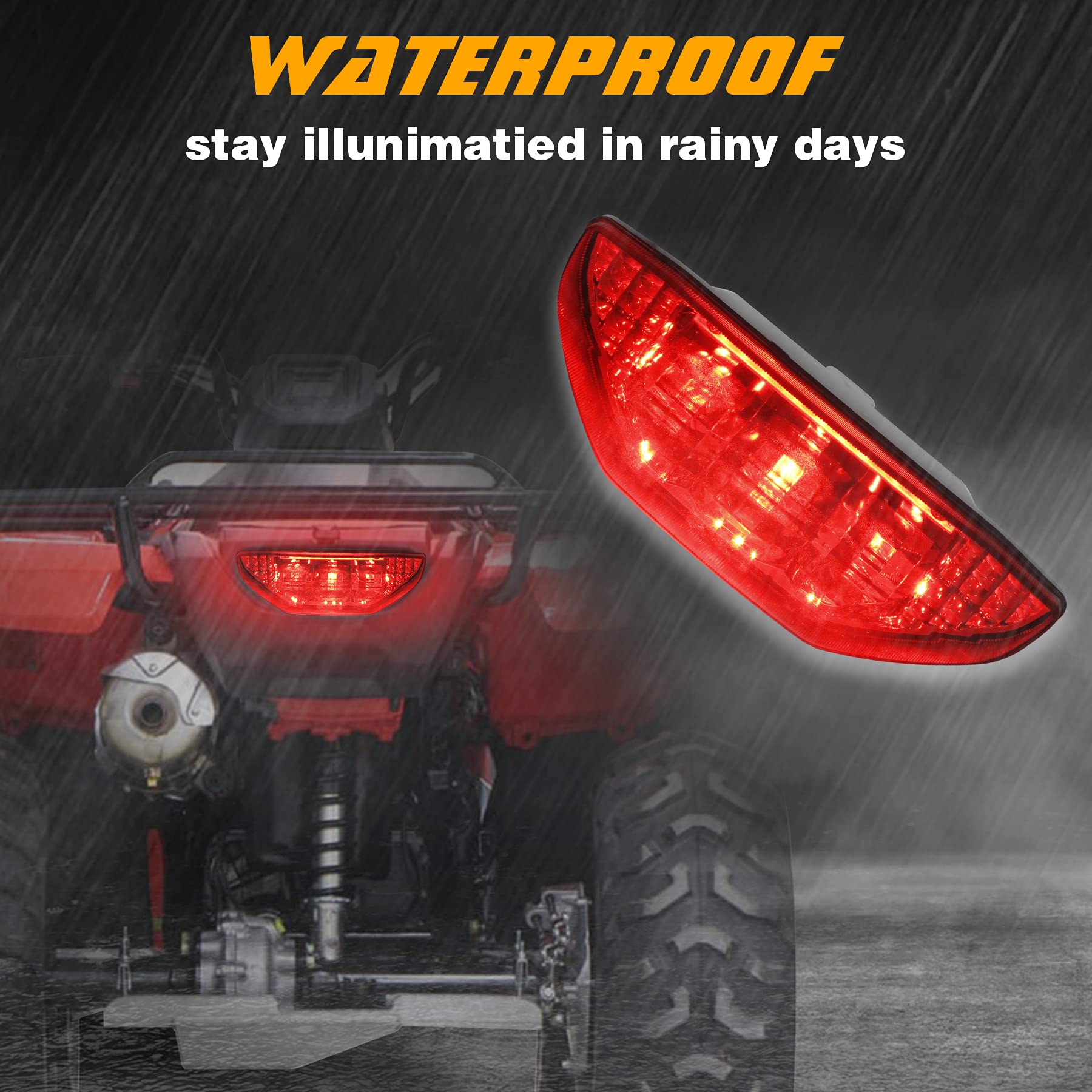 Quasco Red Led Tail Light Atv Motorcycle Taillight Brake Lamp Compatible With Honda Trx 250 300 400Ex Trx400X 500 700