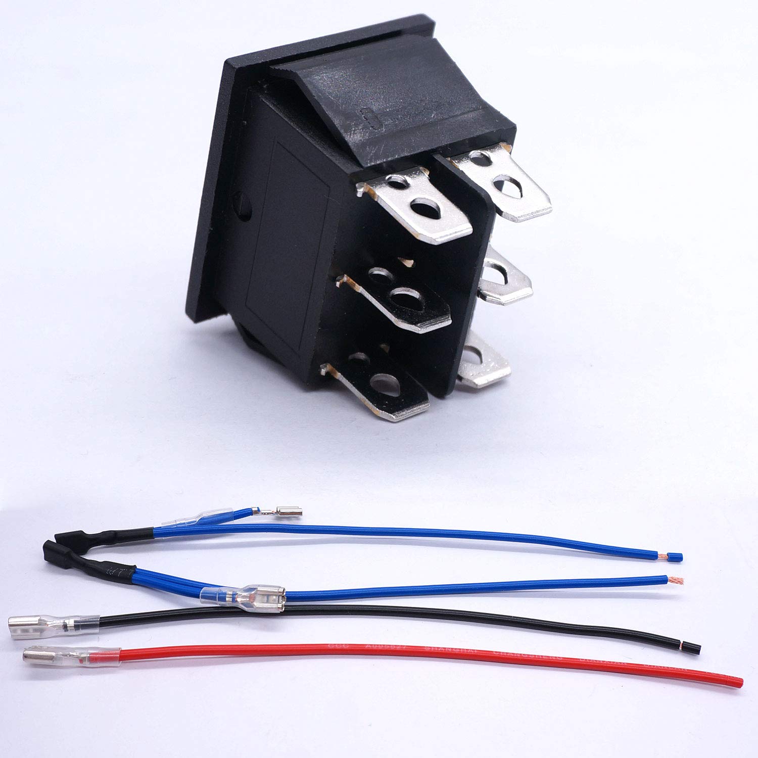 Weideer 12V Polarity Reverse Switch Momentary 6 Pin (On)-Off-(On) Rv Jack Switch Motor Control Rocker Toggle Switch With Jumper Wires