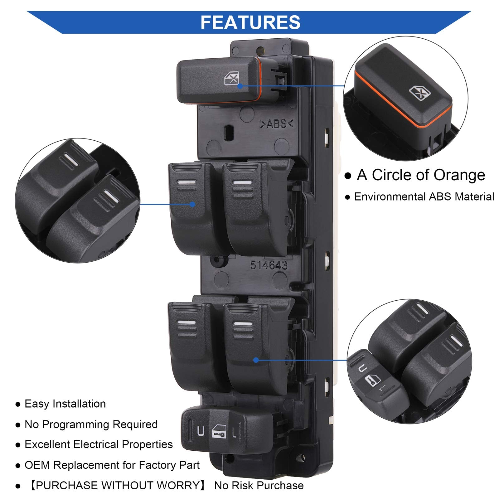 Obaee 25779767 Driver Side Master Power Window Switch Compatible with 2004-2012 Chevy Chevrolet Colorado / 2004-2012 GMC Canyon