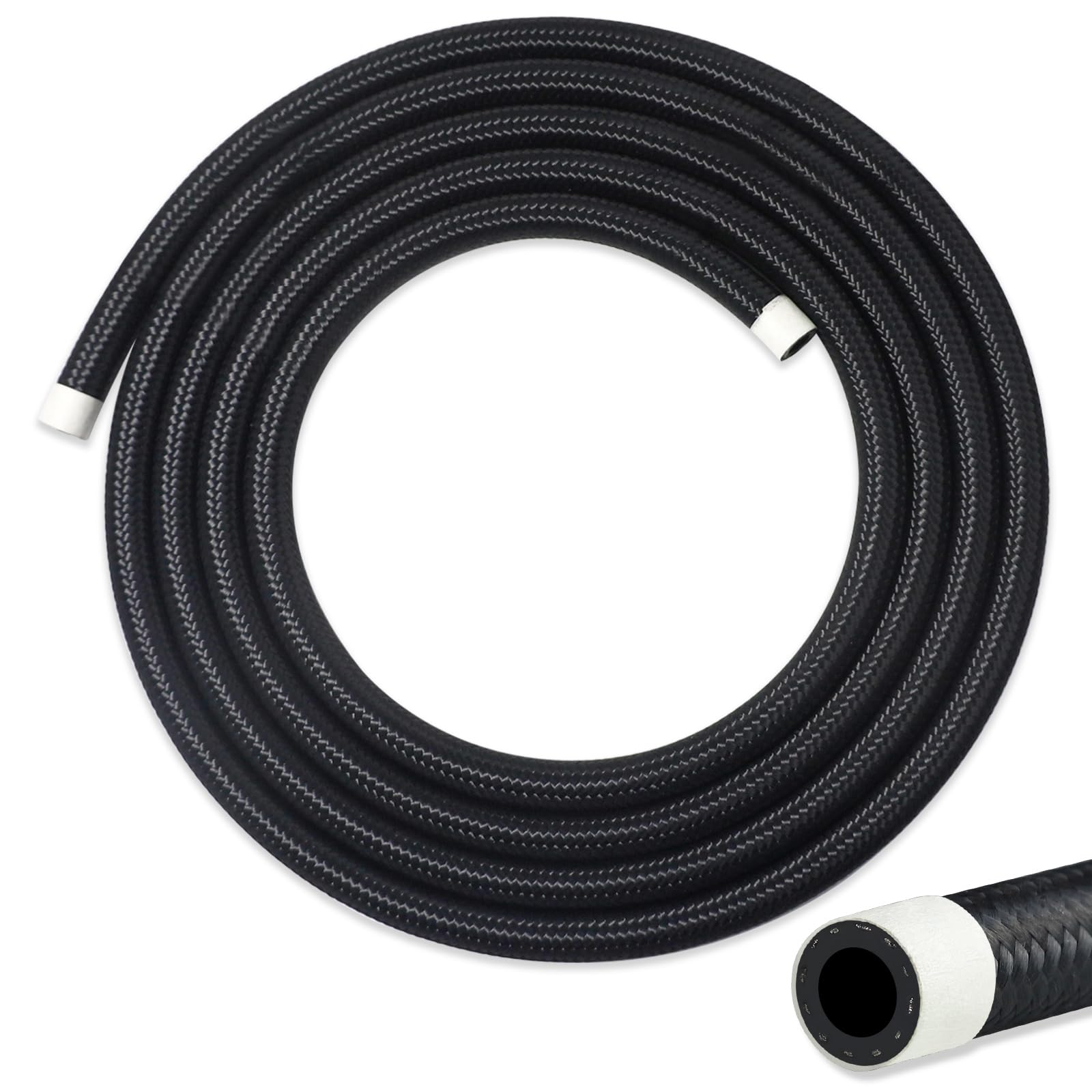 VWTNI 6AN Fuel Line, 6AN 3/8 inch CPE Fuel Hose, 20FT Transmission/Oil Cooler Lines, Nylon Braided Fuel Line Hose.