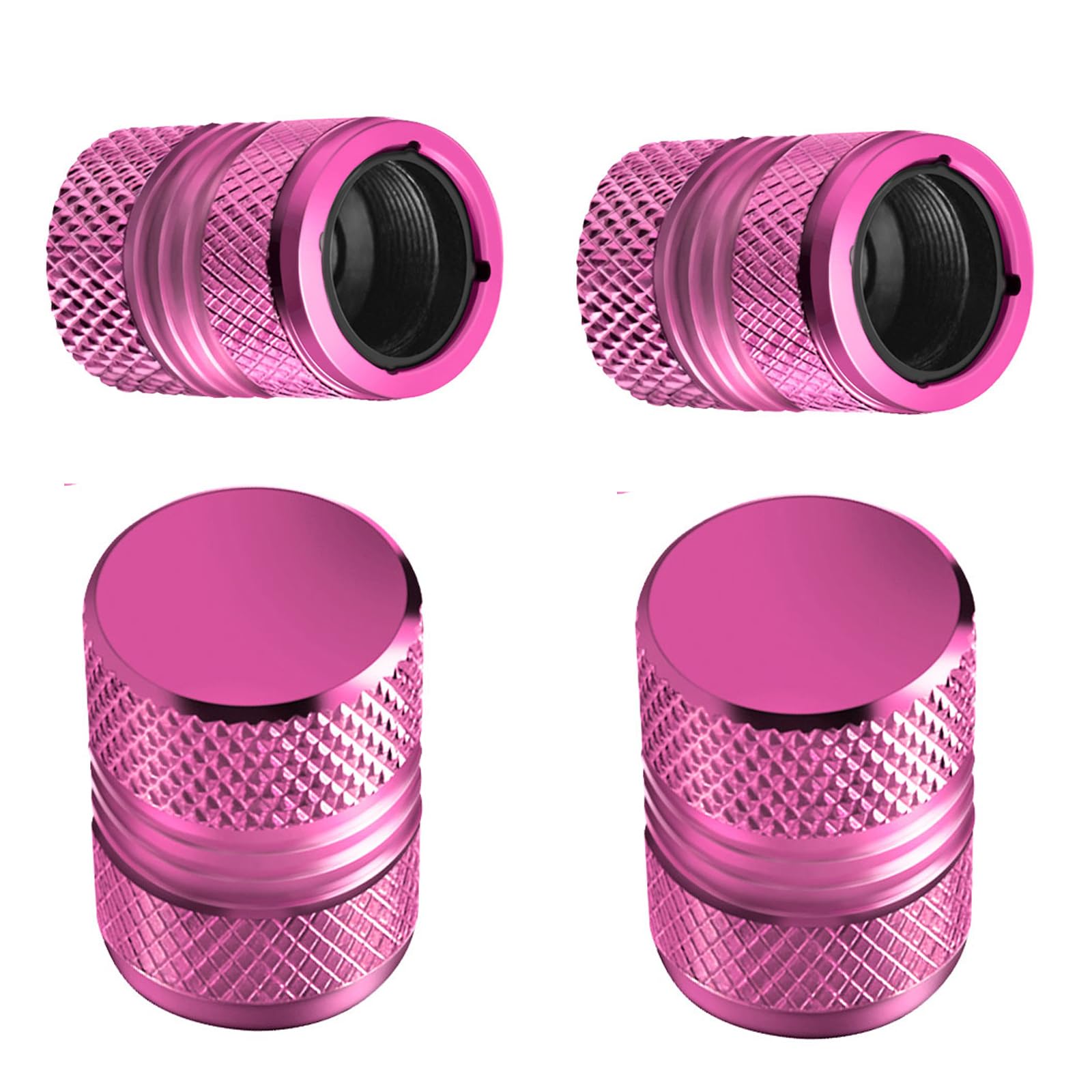 Tire Valve Stem Caps - 4 Pack Anti-Corrosion Premium Anodized Alloy Tyre Air Valve Caps Universal For Car Suv Bike Pink