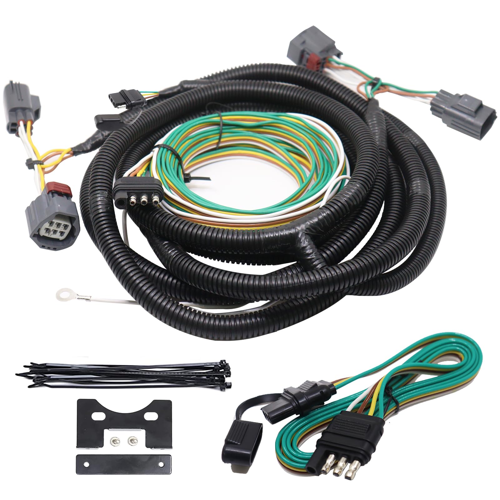 CARROFIX Custom Fit 4 Way RV Towed Vehicle Wiring Trailer Harness Kit for Flat Towing 2007-2018 Jeep Wrangler JK - 58903 Taillig