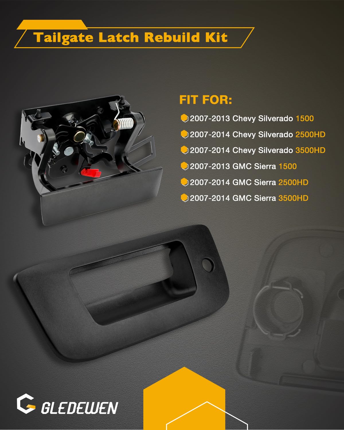 Tailgate Latch Rebuild Kit, Compatible With 2007-2014 Chevy Silverado Gmc Sierra, Replaces# 15140549 25838260 20927958 23158822