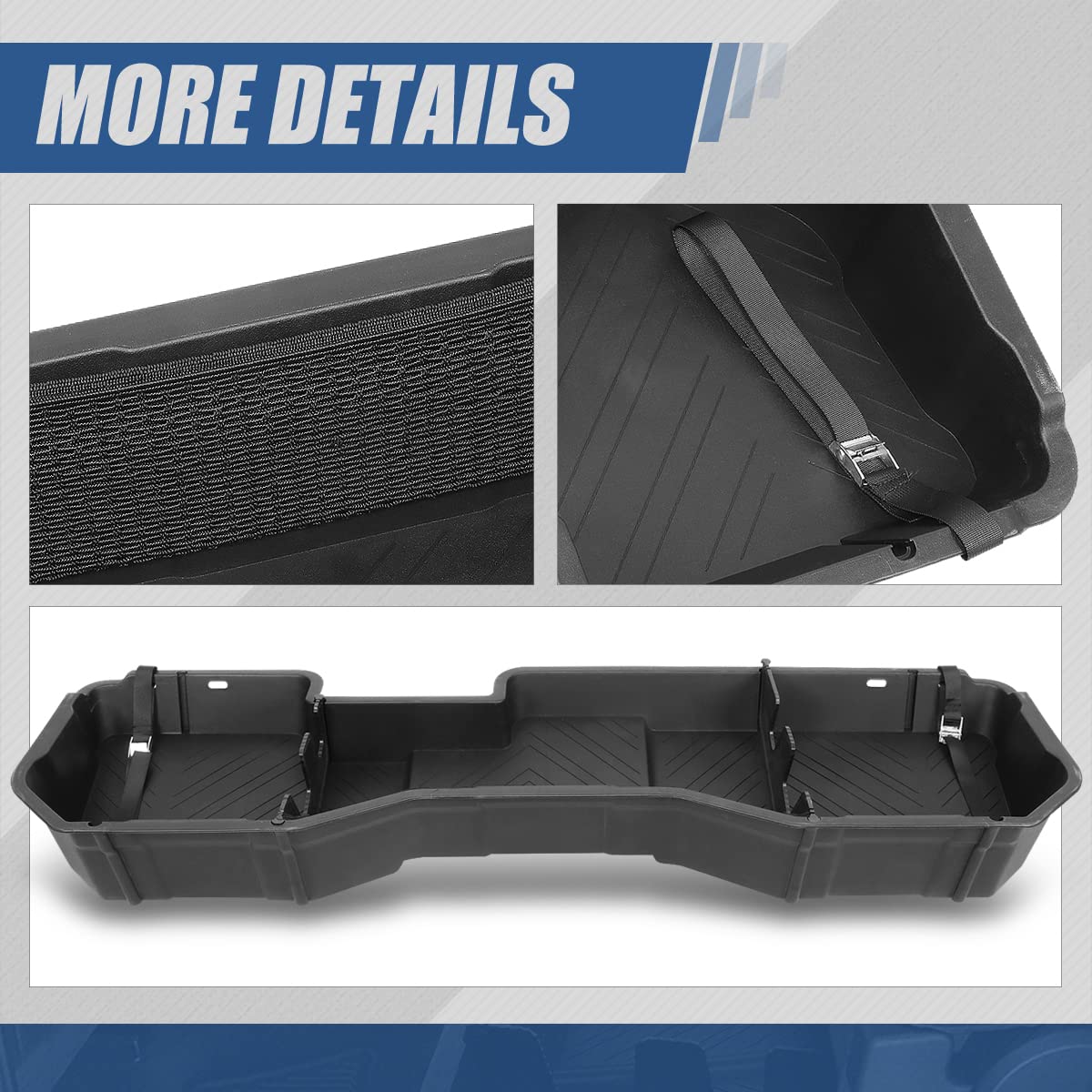 Auto Dynasty Rear Under Seat Tool Cargo Storage Box Organizer Tray Compatible With Chevy Silverado Gmc Sierra 1500 2500Hd 3500Hd