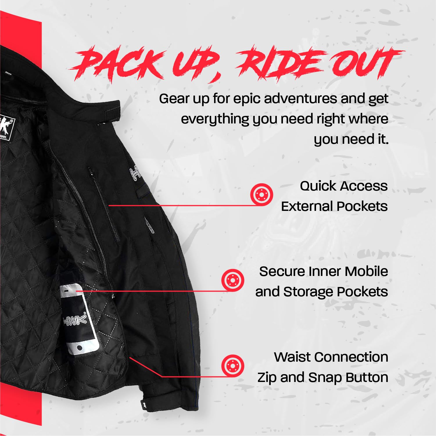 Hwk Motorcycle Jacket For Men & Women, Waterproof Rain Gear With High Visibility Ce Armor, Adjustable Polyester Design For Dirt