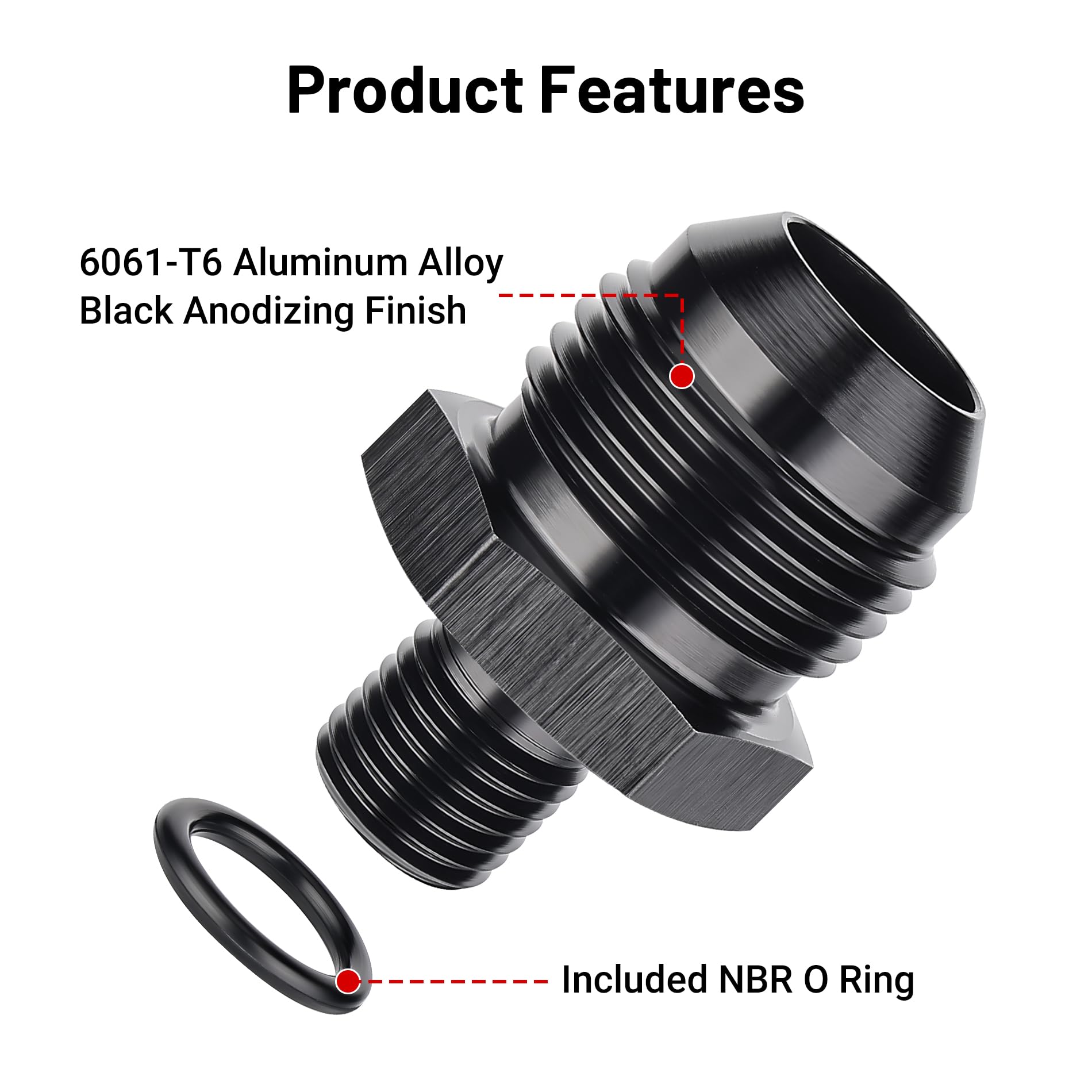 Evil Energy 12An Male Flare To M14 X 1.5Mm Male Metric Fitting Adapter Aluminium Alloy 2Pcs