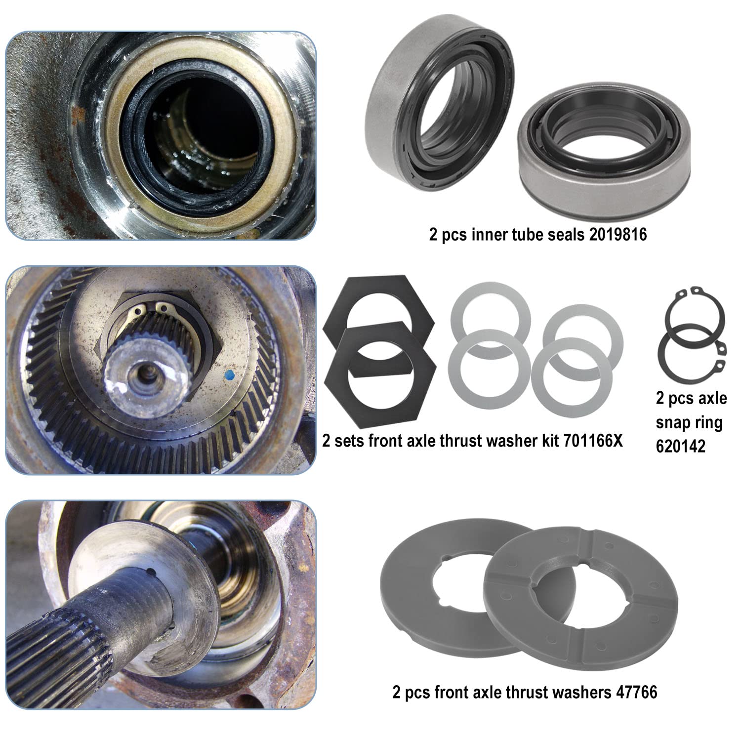 Outer Axle Dust Seal & Inner Tube Seal & Needle Bearing & Snap Ring & Thrust Washer Seals Kit Fit For Ford Super Duty Excursion