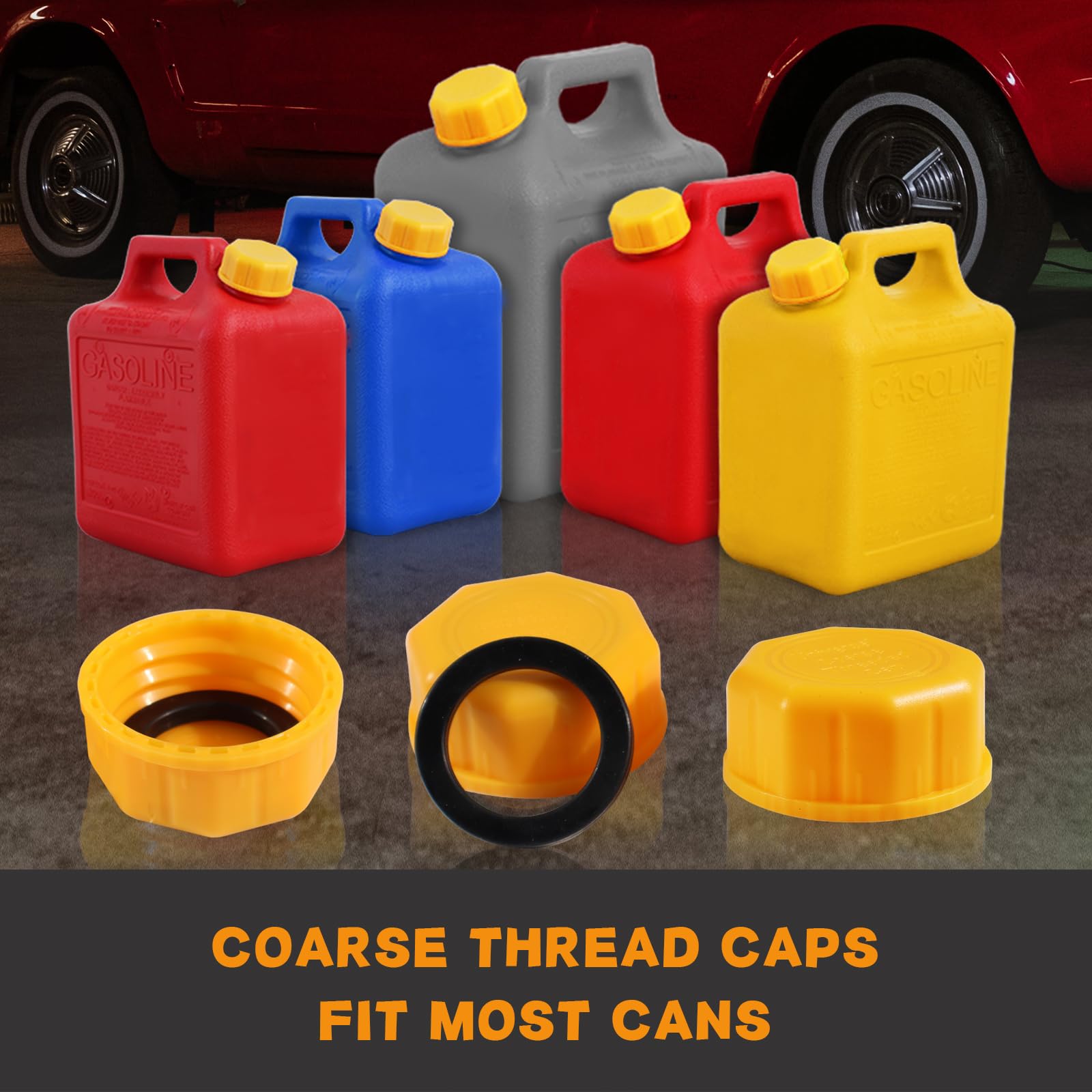 Mapleza Gas Can Cap For Universal 5 Gallon Gasoline Containers - Plastic Gas Can Caps For Improved Sealing And Transportation -