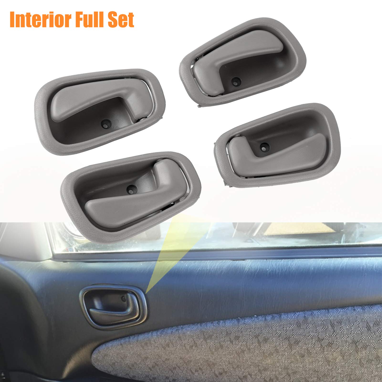 NPAUTO Gray Front Rear Door Handles Pair for 1998-2002 Toyota Corolla & Chevy Prizm Manual Lock Replacement