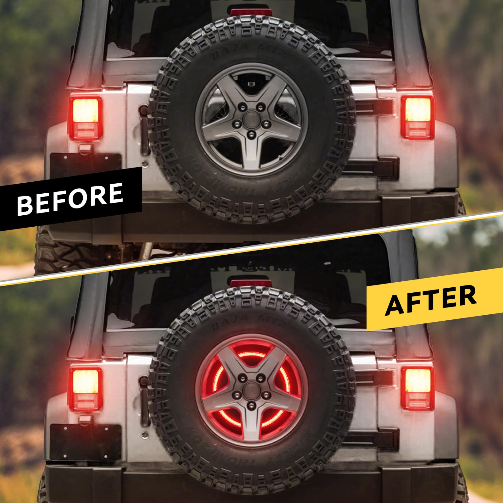 Bordan Spare Tire Third Brake Light For Wrangler Jk Jku Plug & Play, 3Rd Brake Light Led Ring Wheel Light Compatible With Jeep W
