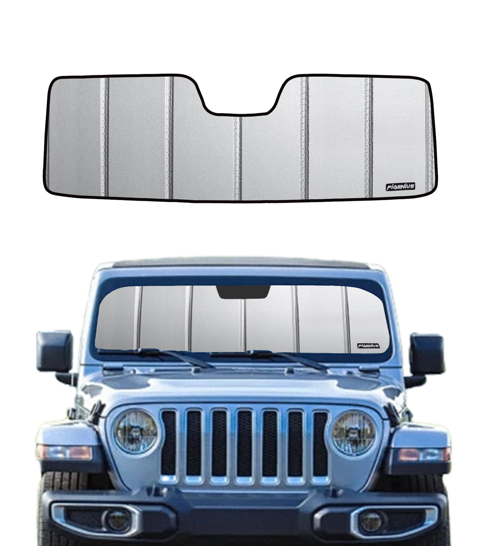 Pigenius Windshield Sunshade For Jeep Wrangler 2011-2017, Wrangler Jk 2018 Front Window Shade- Safeguard