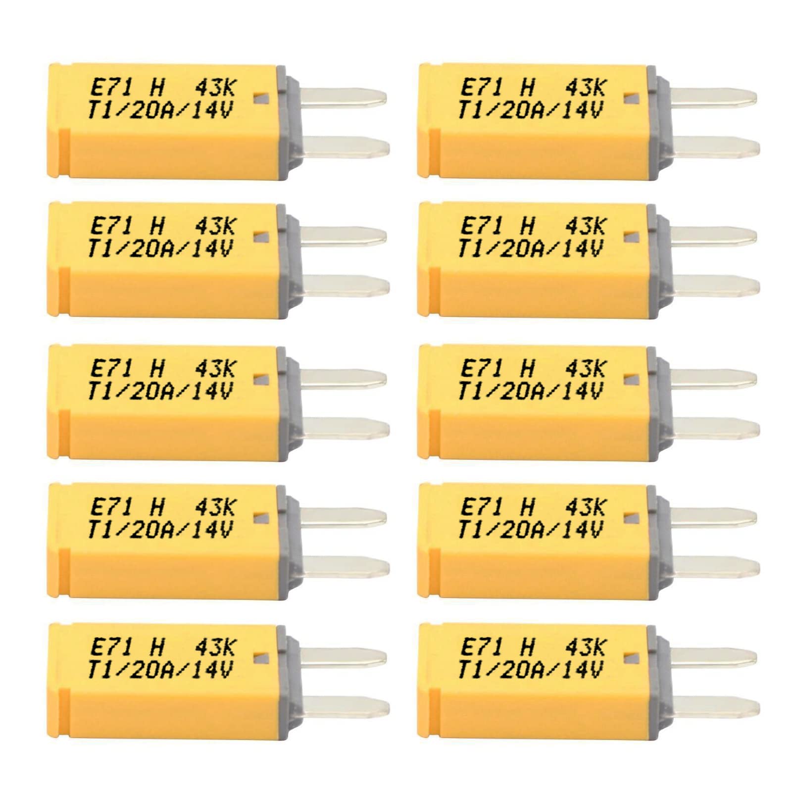 Iztor Automatic Reset Atm Mini Circuit Breaker Car Protector Blade Fuses Assortment Kit 10Pcs Dc14V E71 T1 20 Amp