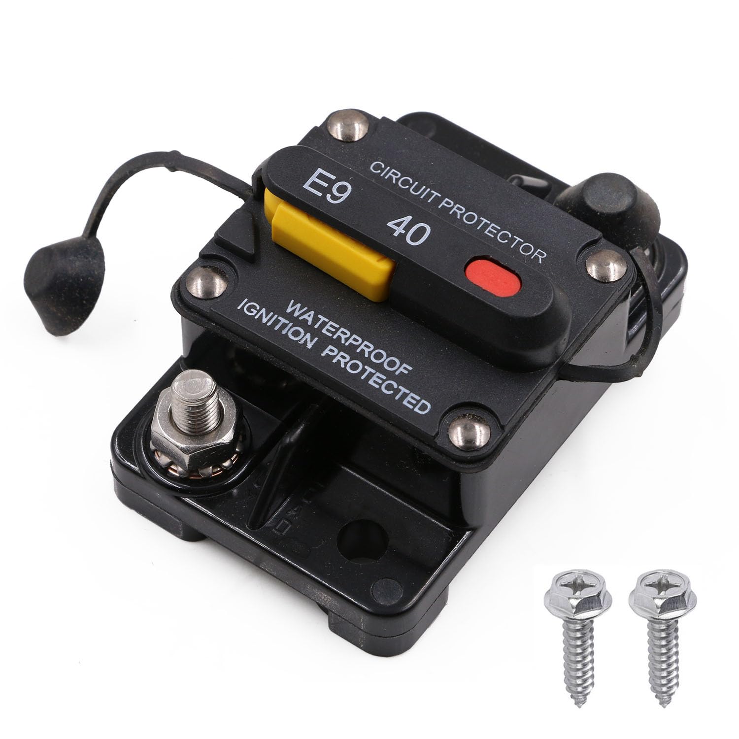 T Tocas 40A Circuit Breaker T3 Manual Reset With Recessed Switch Design 12V-48V Dc, Waterproof