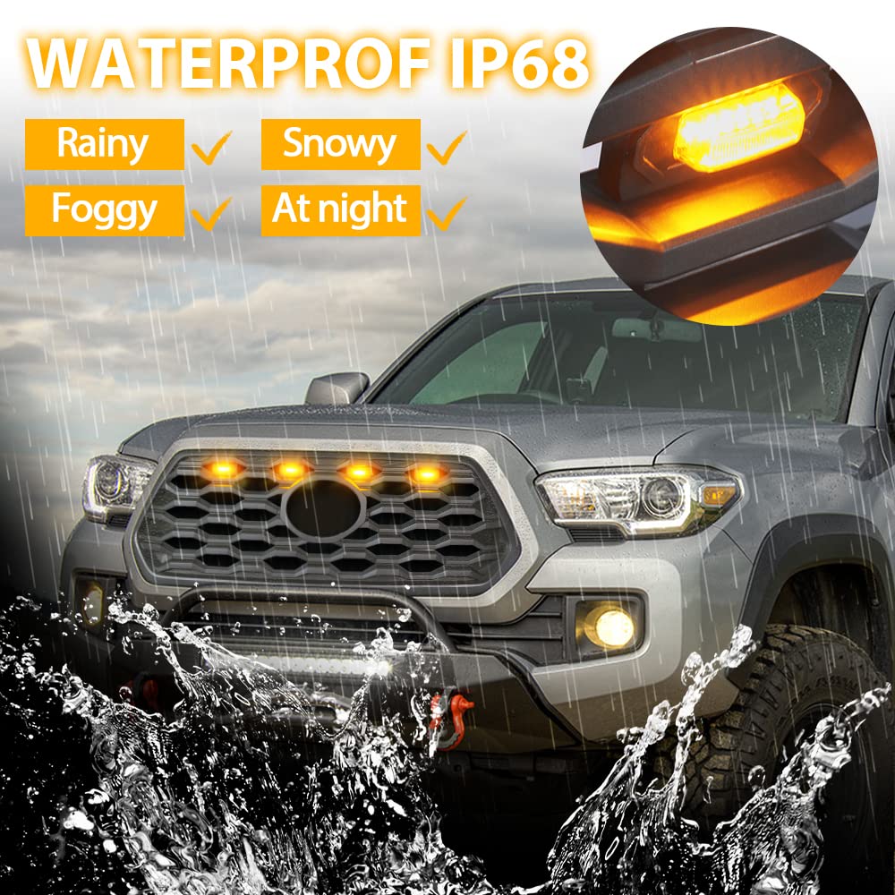 Kingory Raptor LED Light Upgrade for 2020-2022 Tacoma OEM Grill, Amber Shell with Amber Light, Compatible with TRD Off Road & Sport