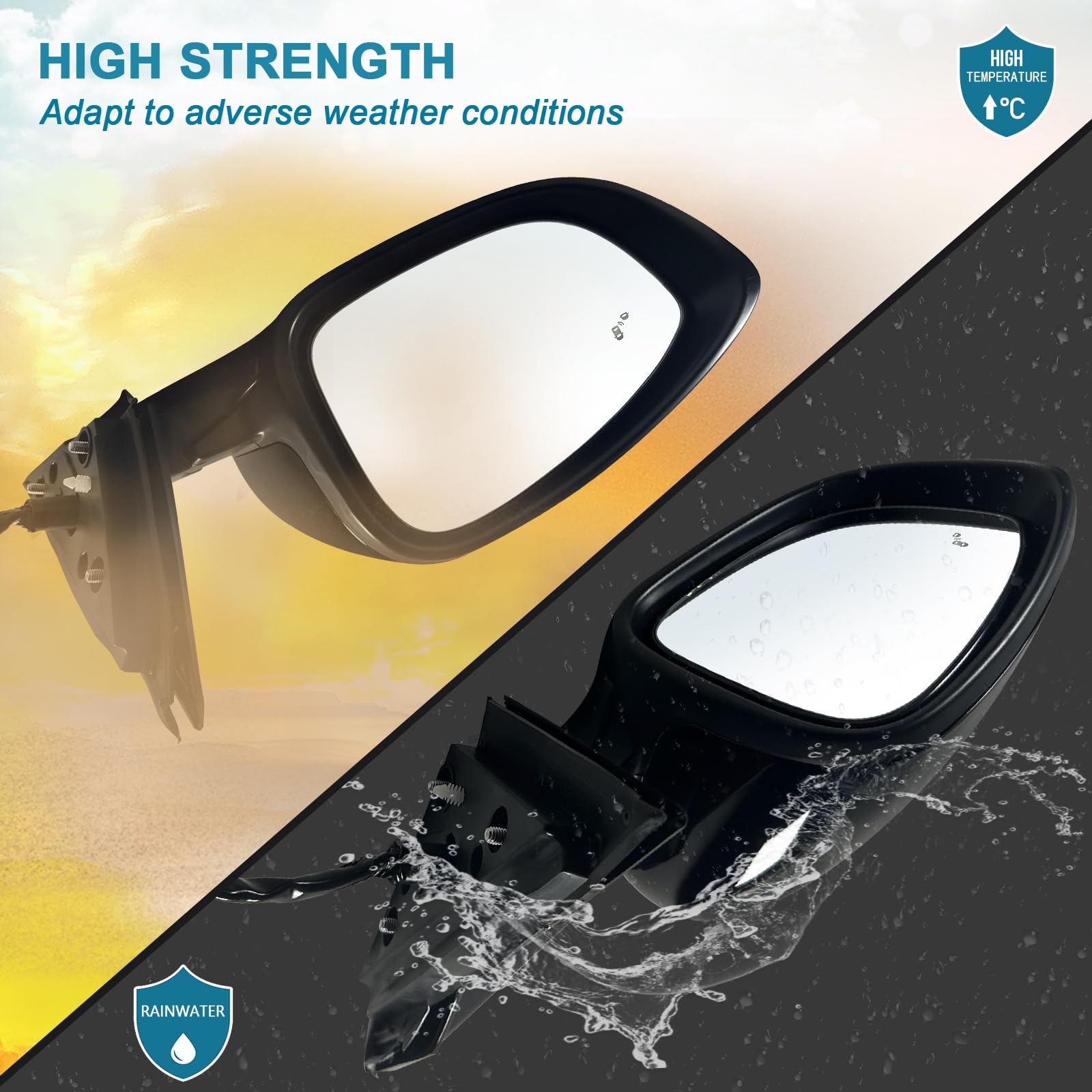 Lqito Left Driver Mirror Fits 2018-2022 Honda Accord Lx, Sport With Power Glass, Heated Blind, Spot Detection And Manual Folding