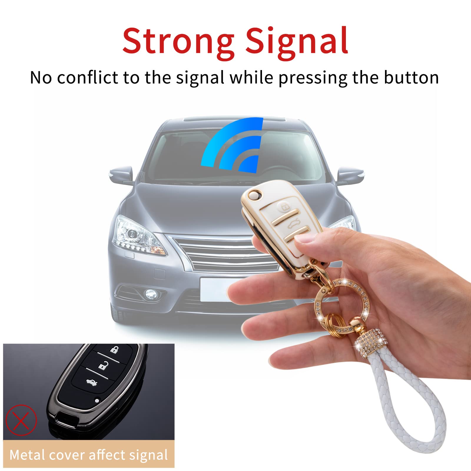 Gematay For Audi Key Fob Cover, Key Case Shell Compatible With Audi A1 A3 Q3 Q7 R8 A6L Tt Smart Key Protector